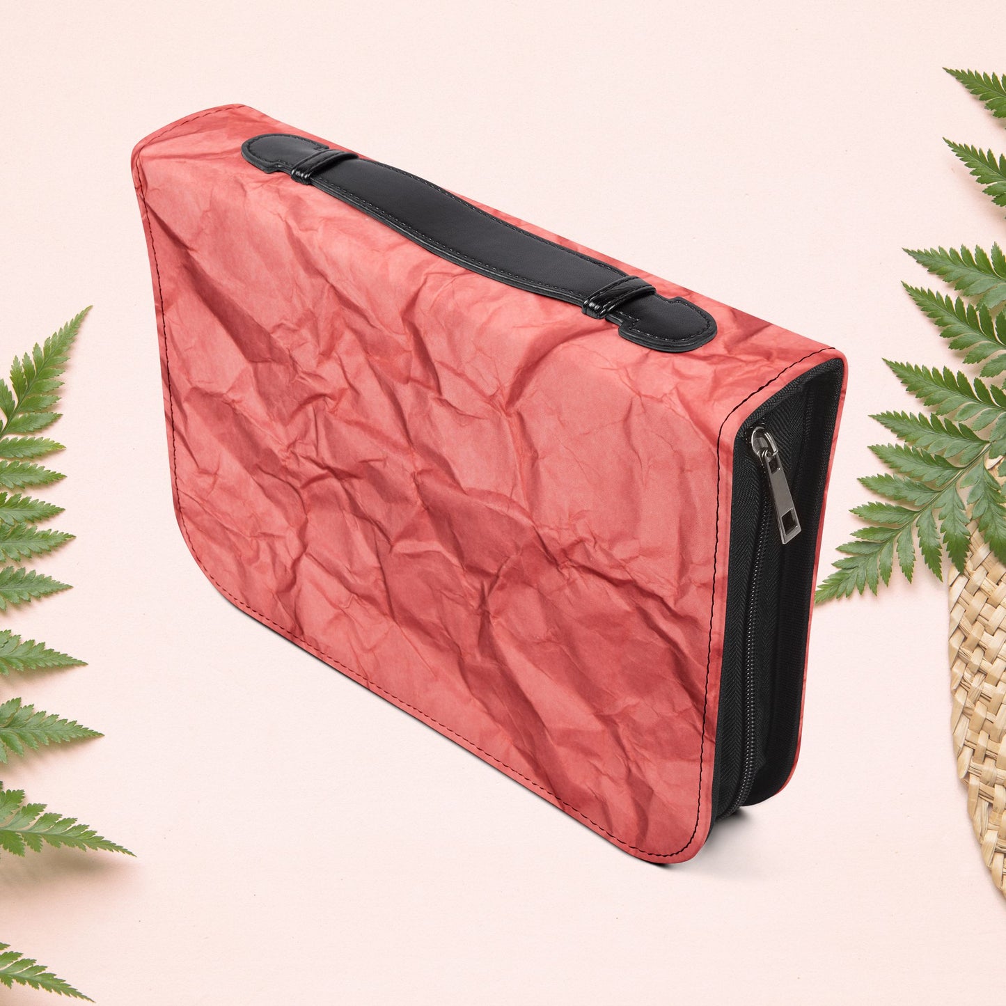 Wrinkled Red Coral Paper Book Cover