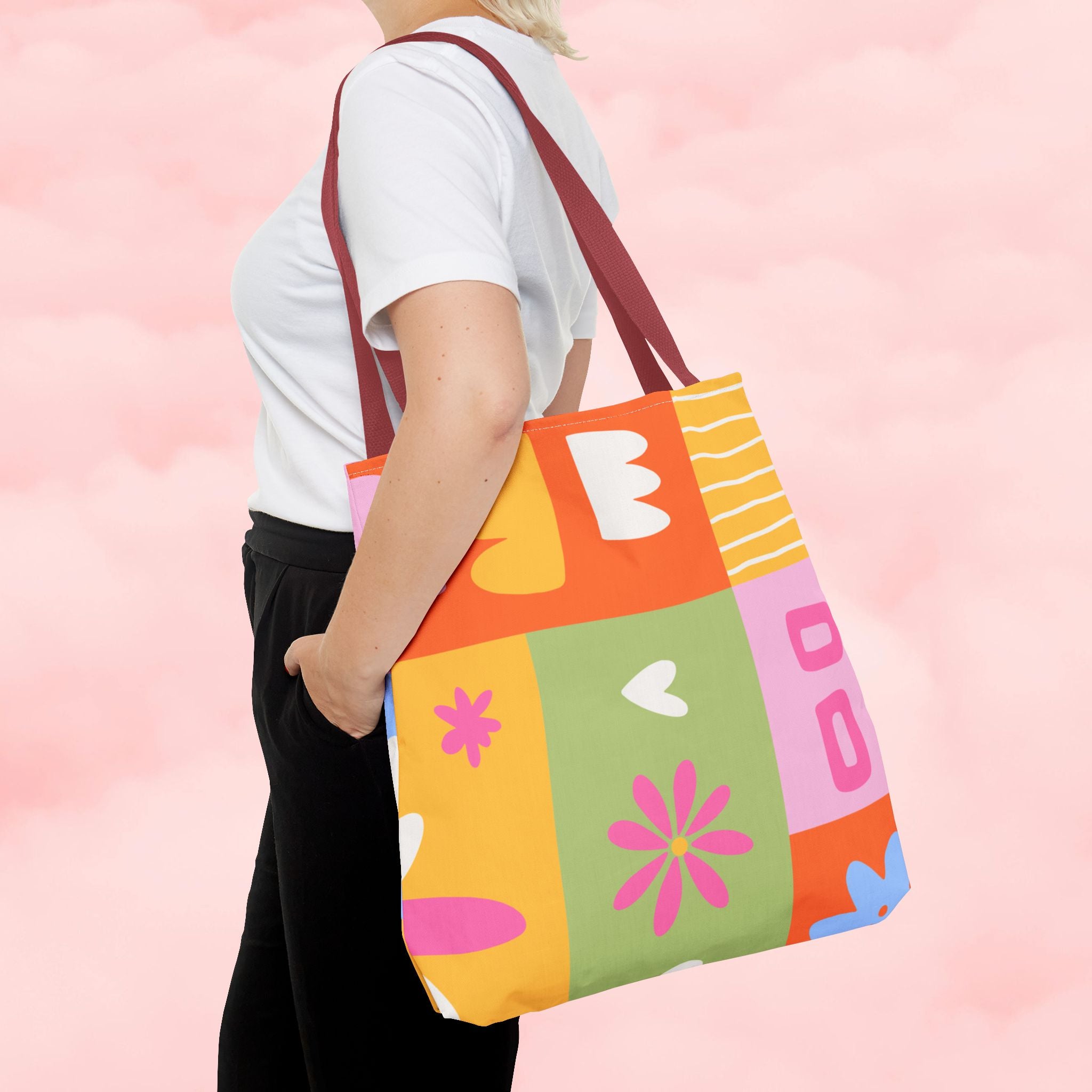 Vibrant Kawaii Floral Tote Bag