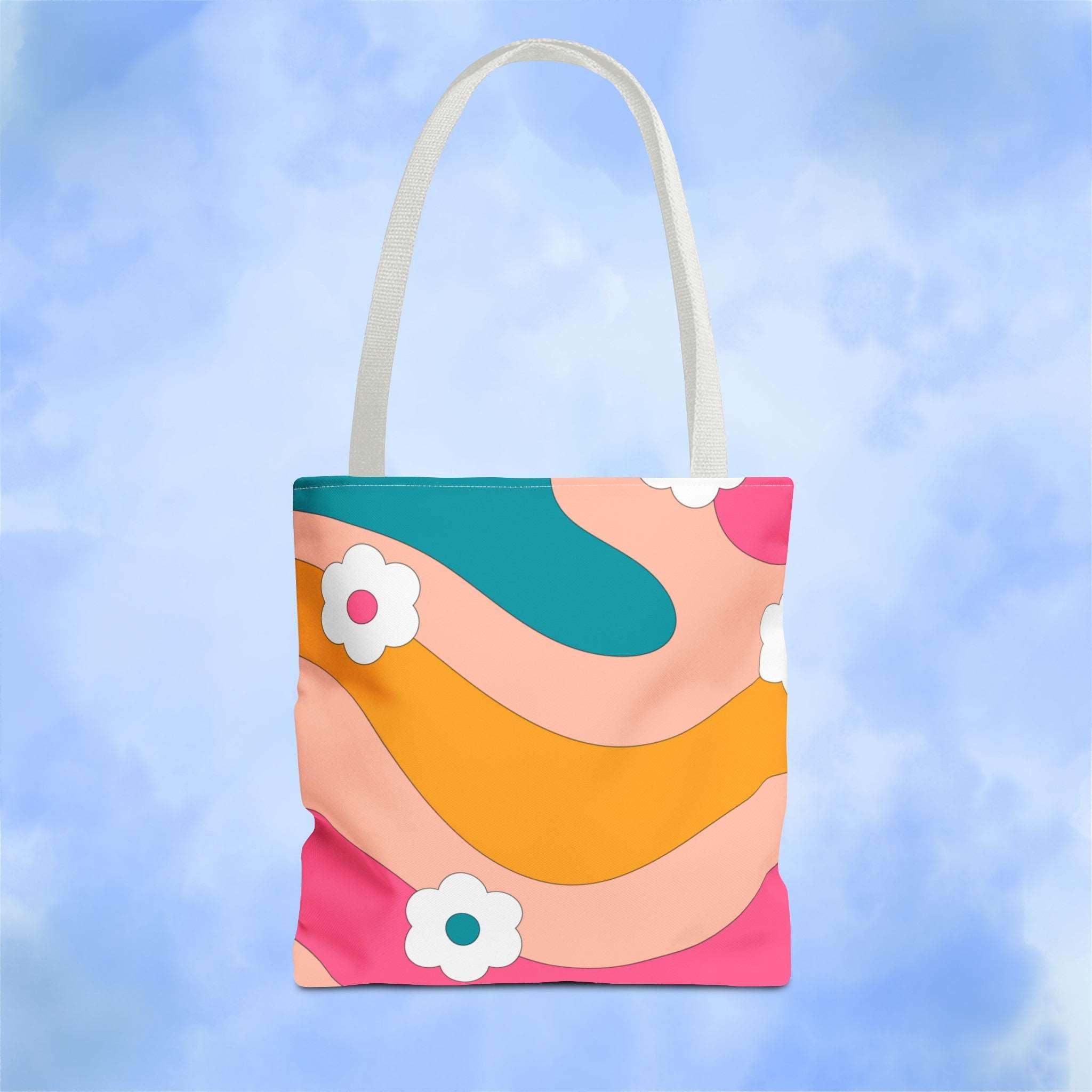 70s Floral Retro Aesthetic Tote Bag