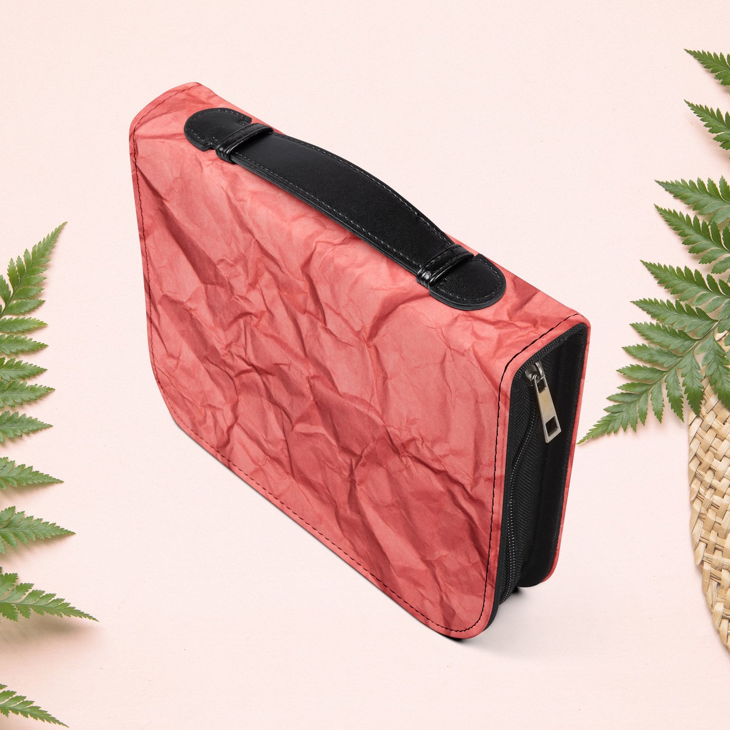 Wrinkled Red Coral Paper Book Cover