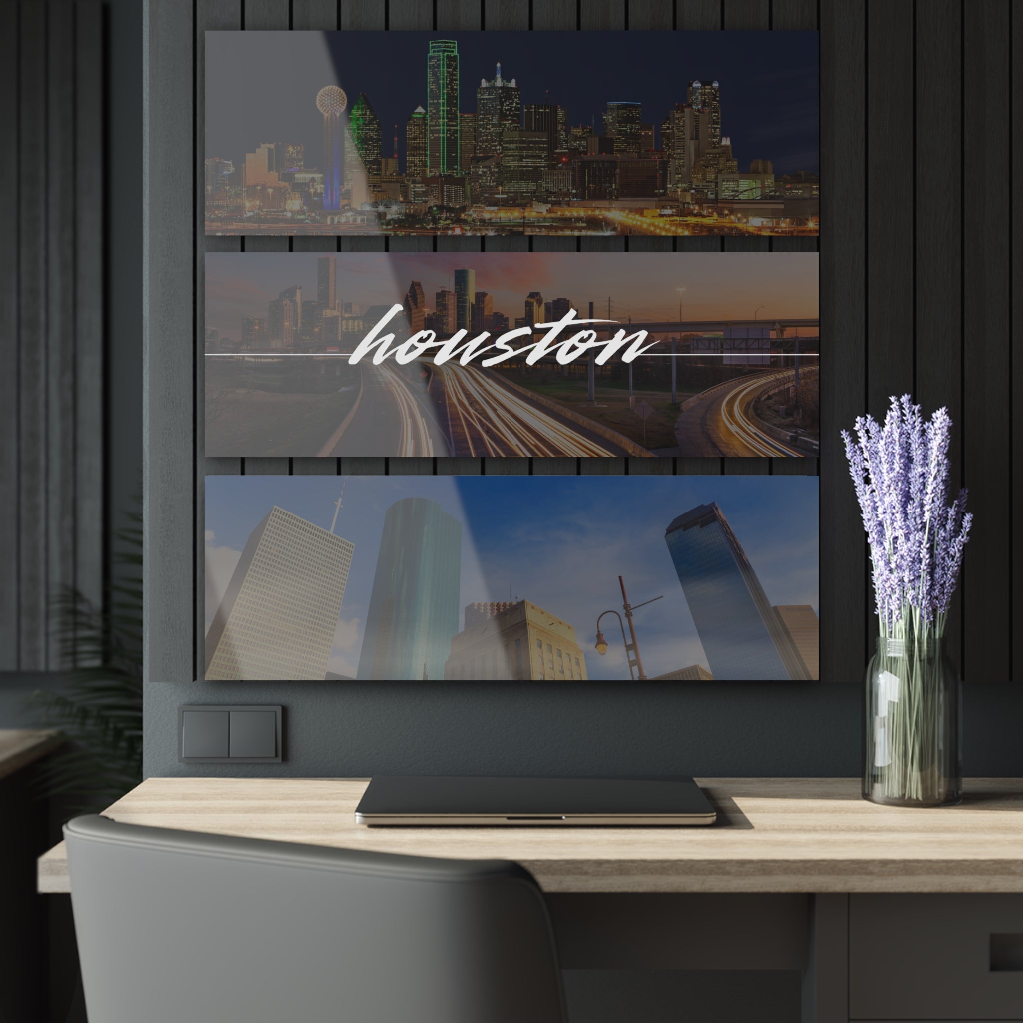Houston Skyline Acrylic Prints (Triptych)
