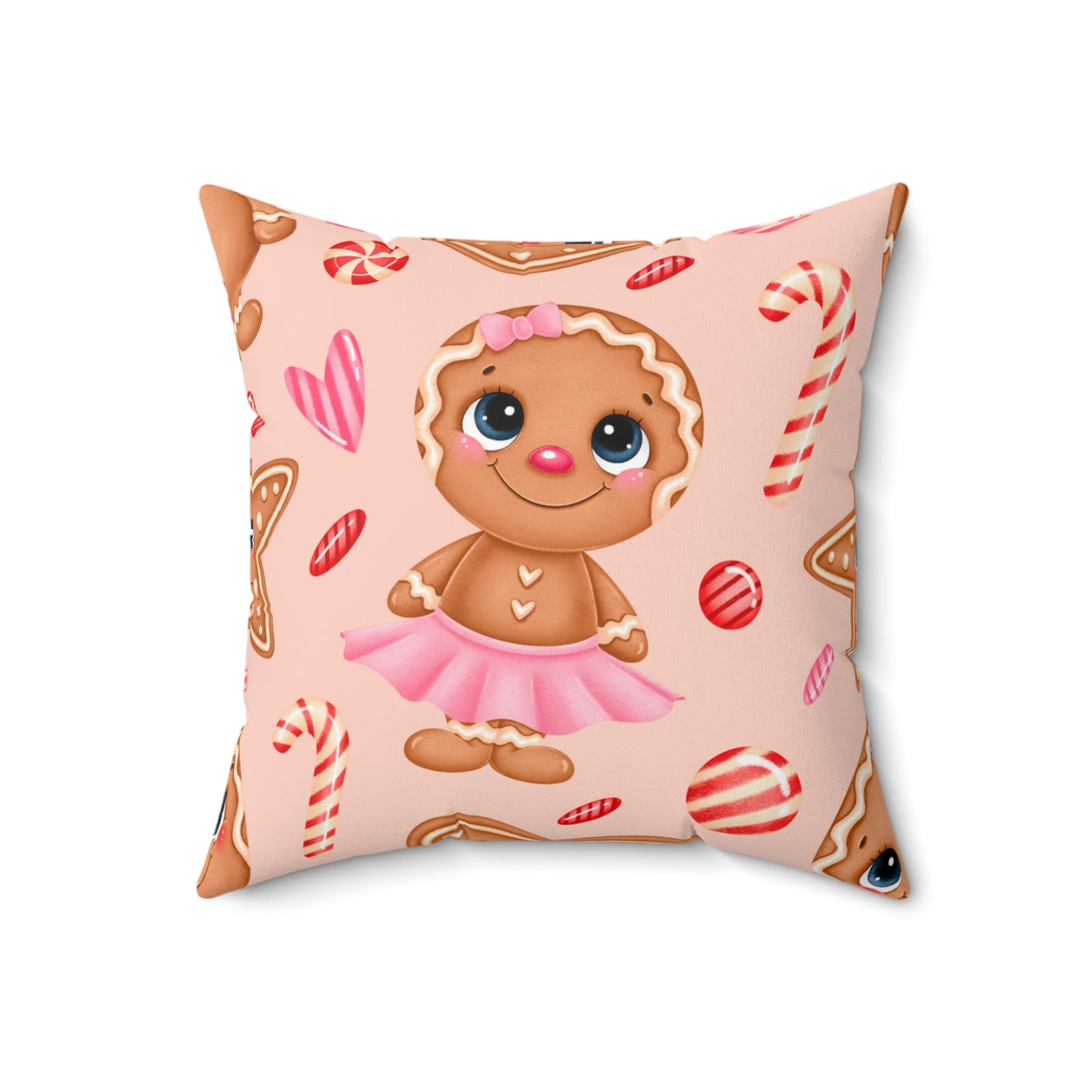 Almohada cuadrada de niña de pan de jengibre