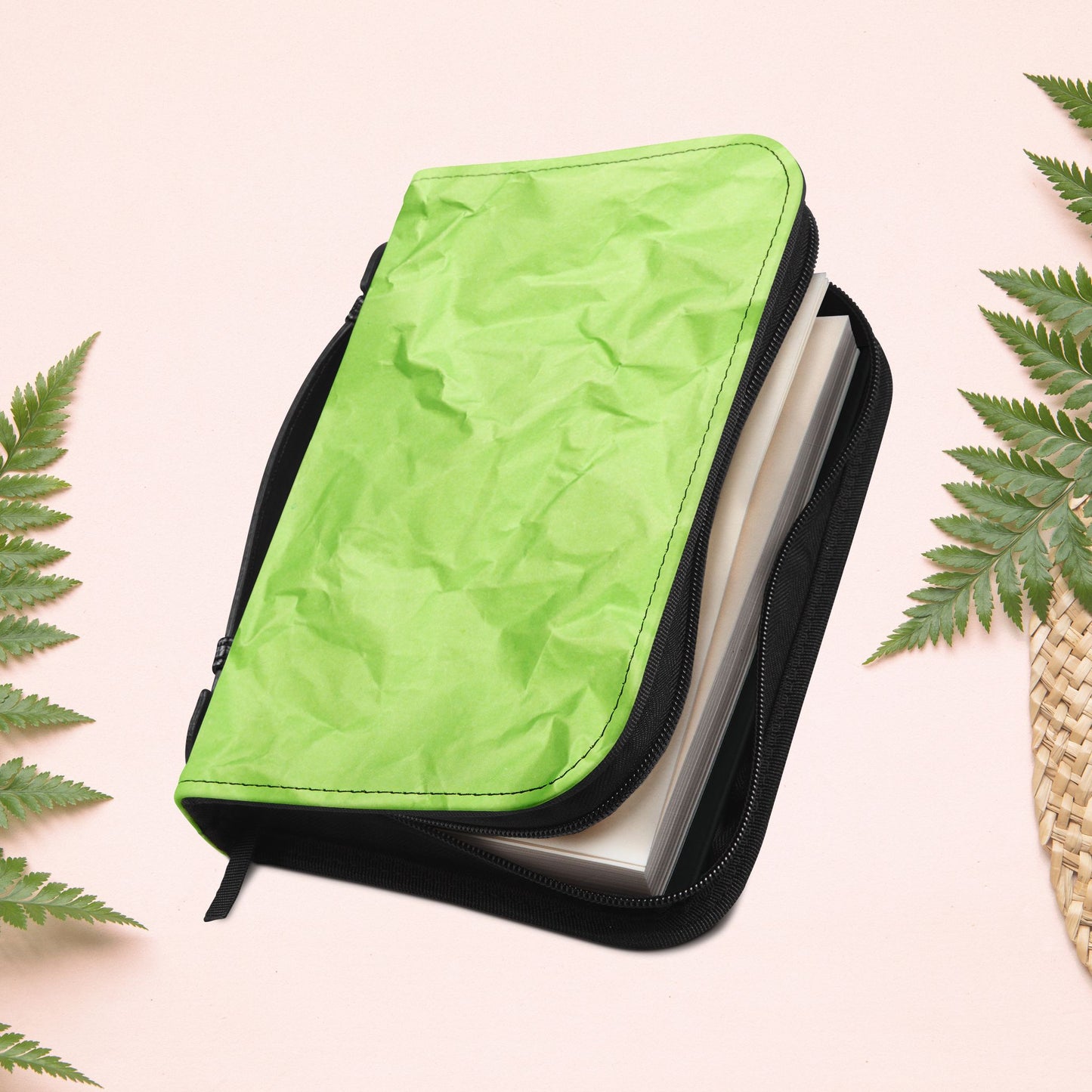 Wrinkled Apple Green Paper Book Cover