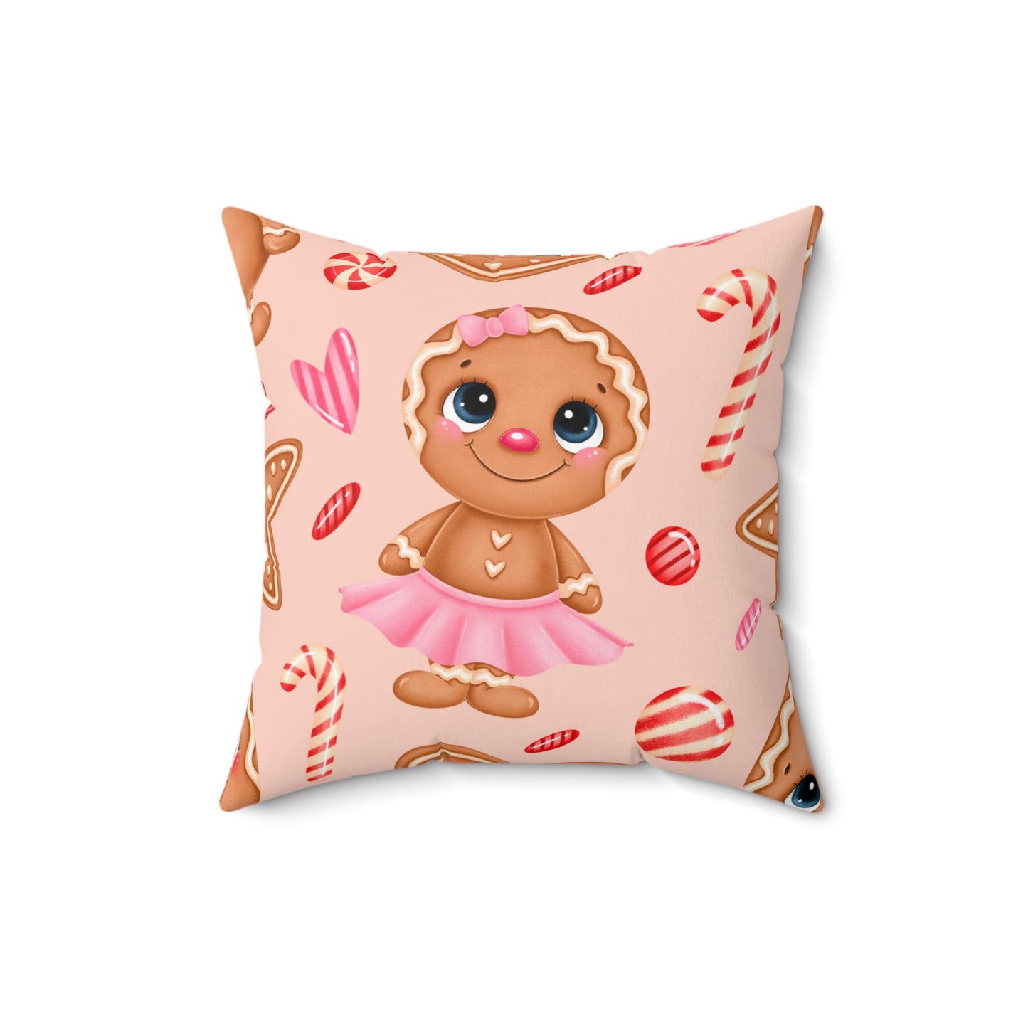 Almohada cuadrada de niña de pan de jengibre