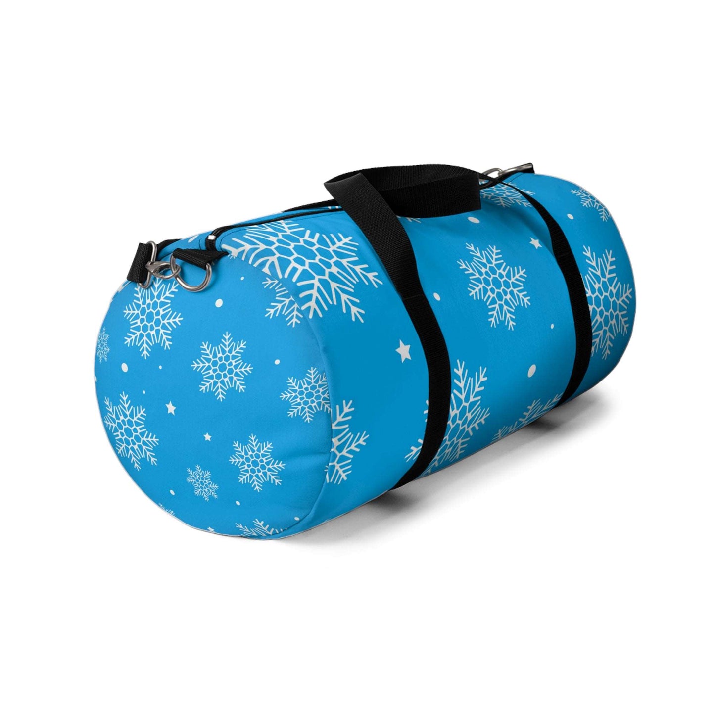 Blue Snowflake Winter Duffel Bag