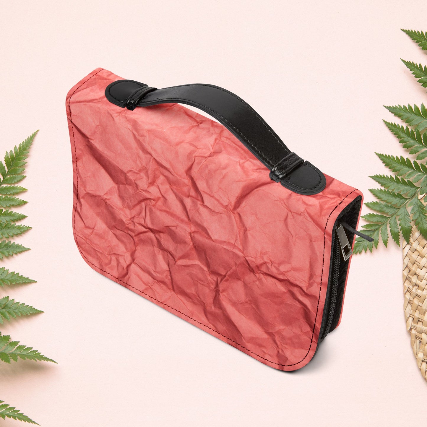 Wrinkled Red Coral Paper Book Cover