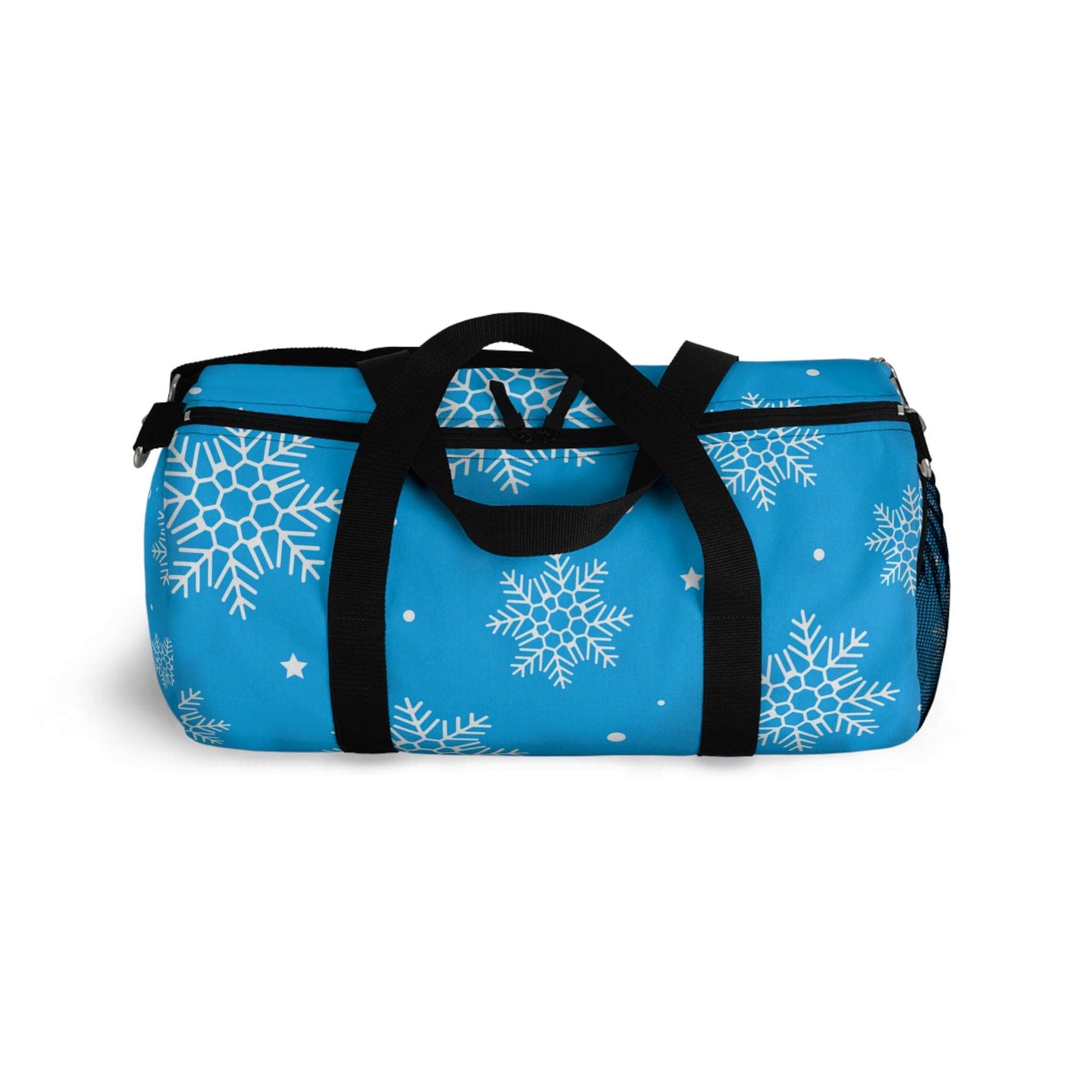 Blue Snowflake Winter Duffel Bag