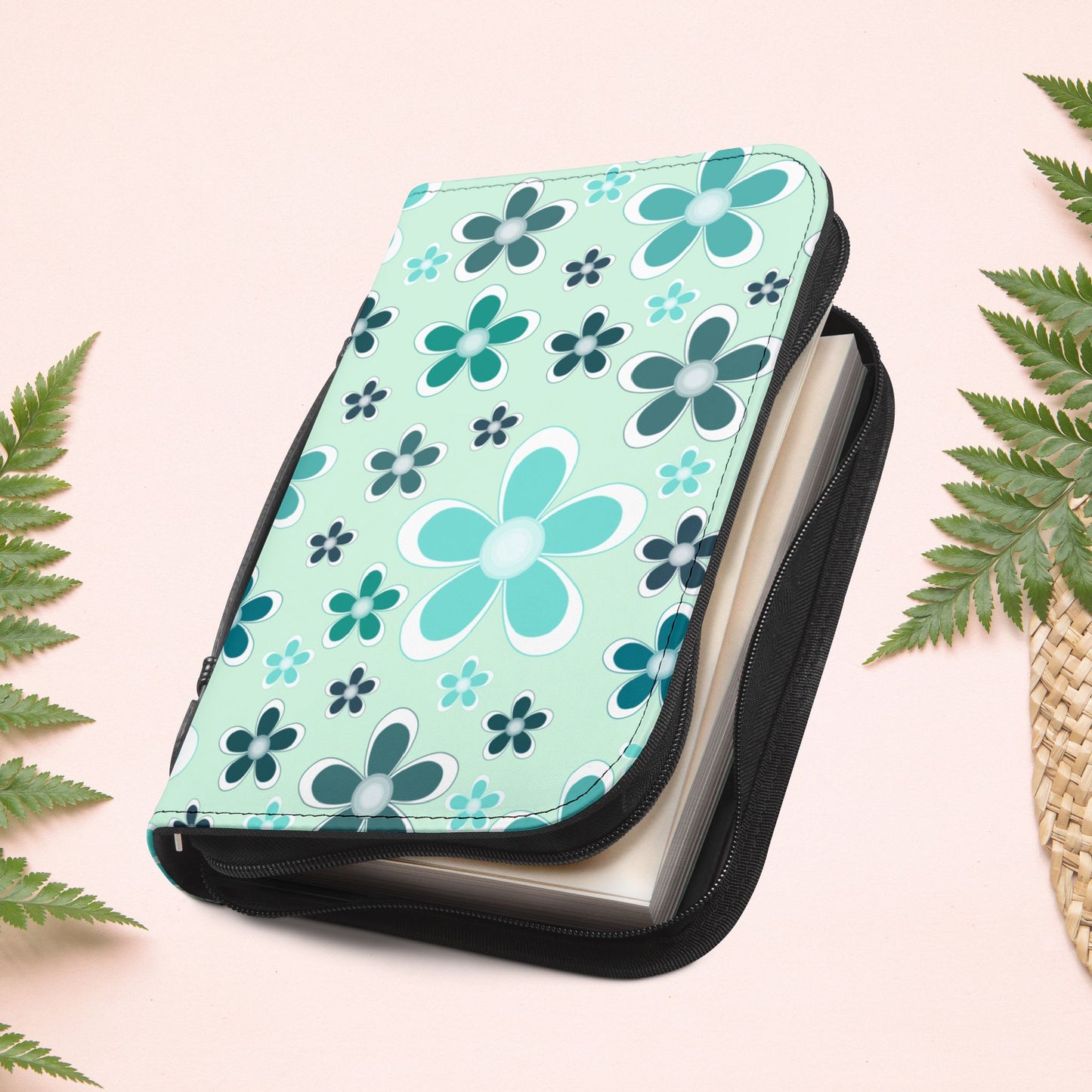 Aqua Mint Floral Book Cover