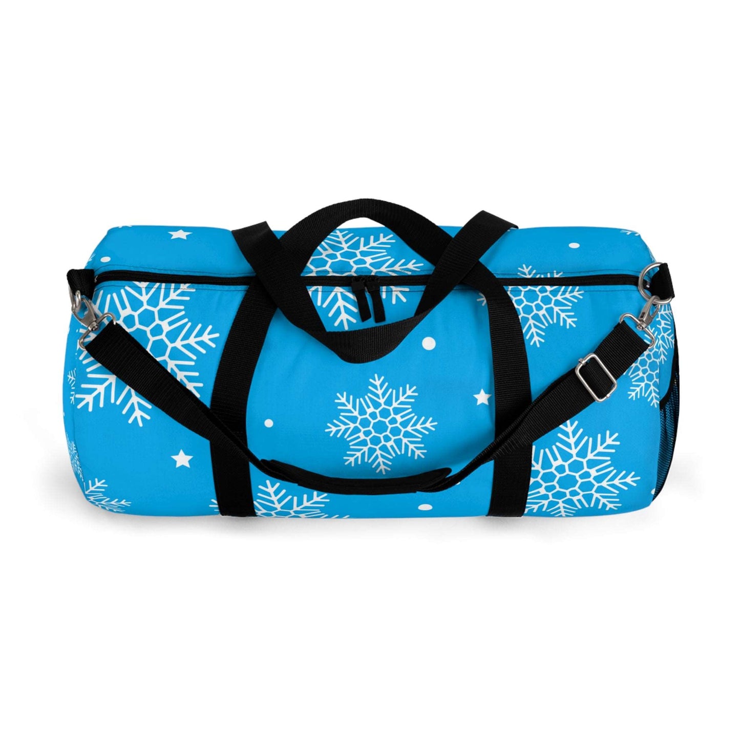 Blue Snowflake Winter Duffel Bag