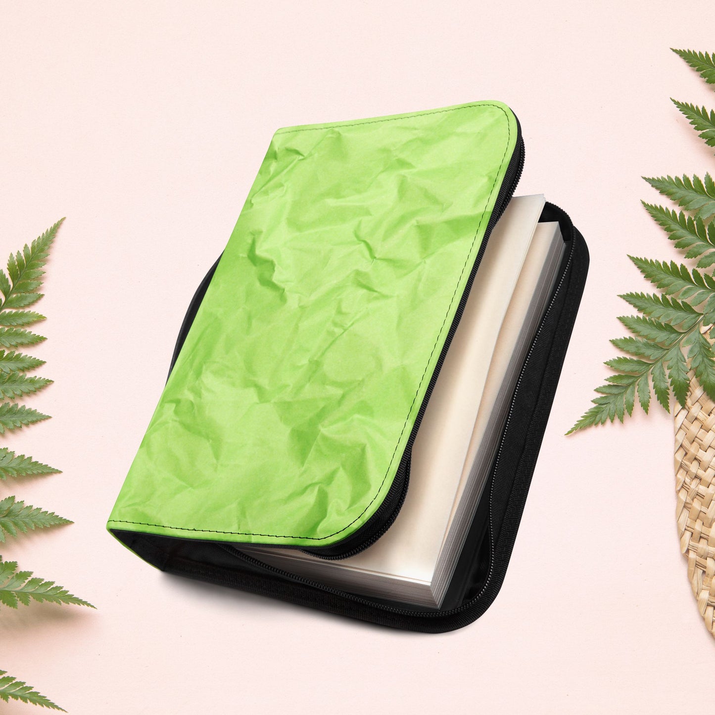 Wrinkled Apple Green Paper Book Cover