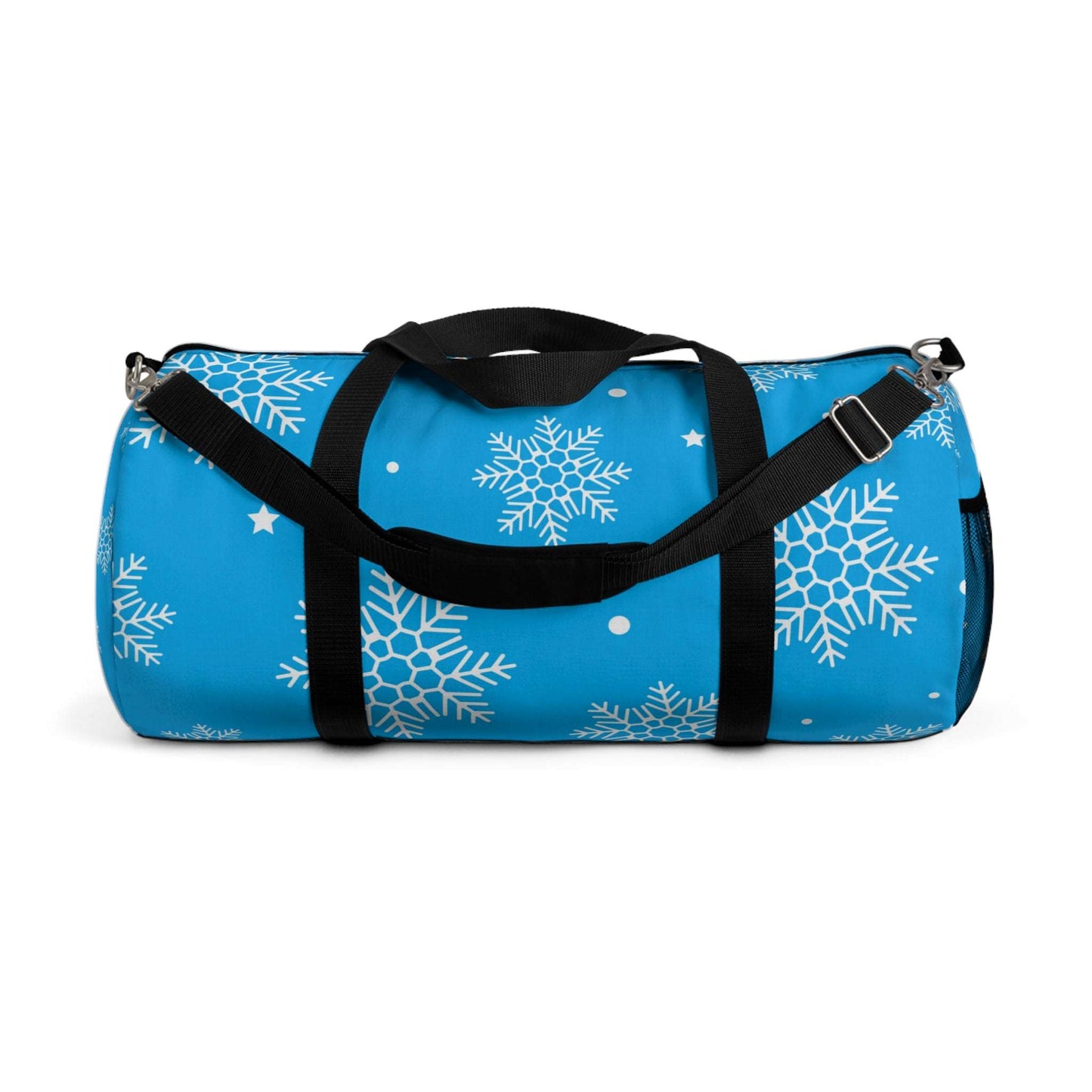 Blue Snowflake Winter Duffel Bag