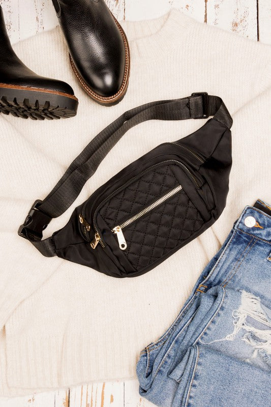 Quilted Belt Sling Fannie Pack Bum Bag
