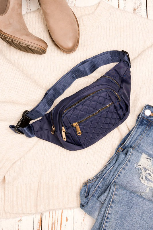 Quilted Belt Sling Fannie Pack Bum Bag