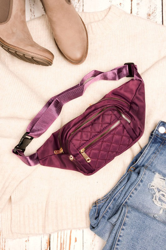 Quilted Belt Sling Fannie Pack Bum Bag