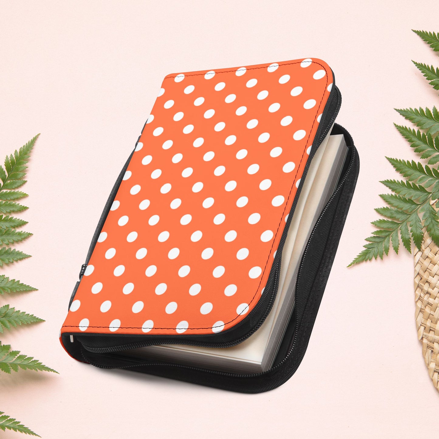 Orange Coral Polka Dot Book Cover