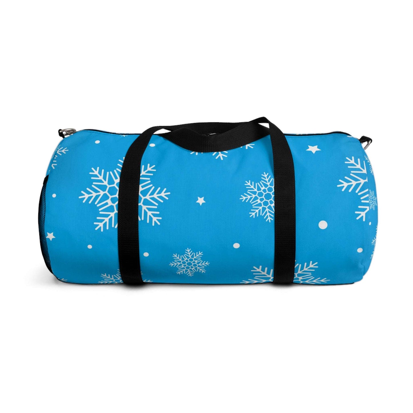 Blue Snowflake Winter Duffel Bag