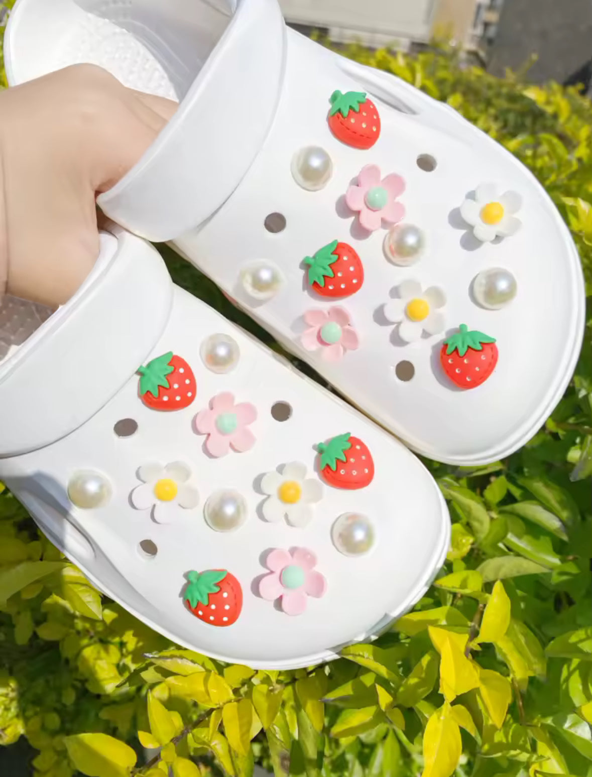 Floral Berry Pearl Clog Charms Set