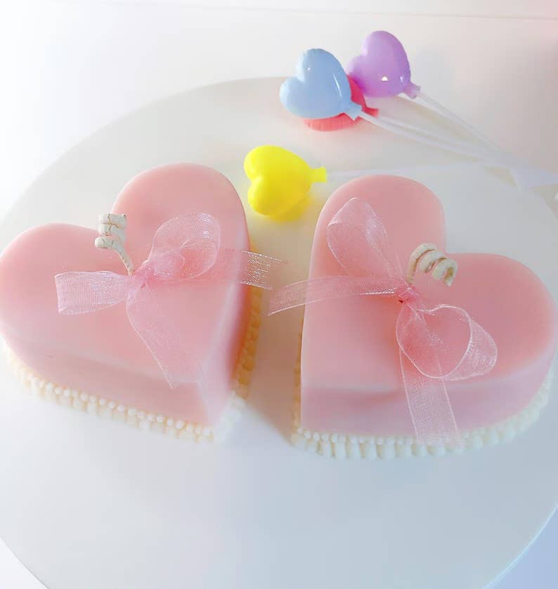 Pink Strawberry Heart Shaped Mini Dessert Cake Candle