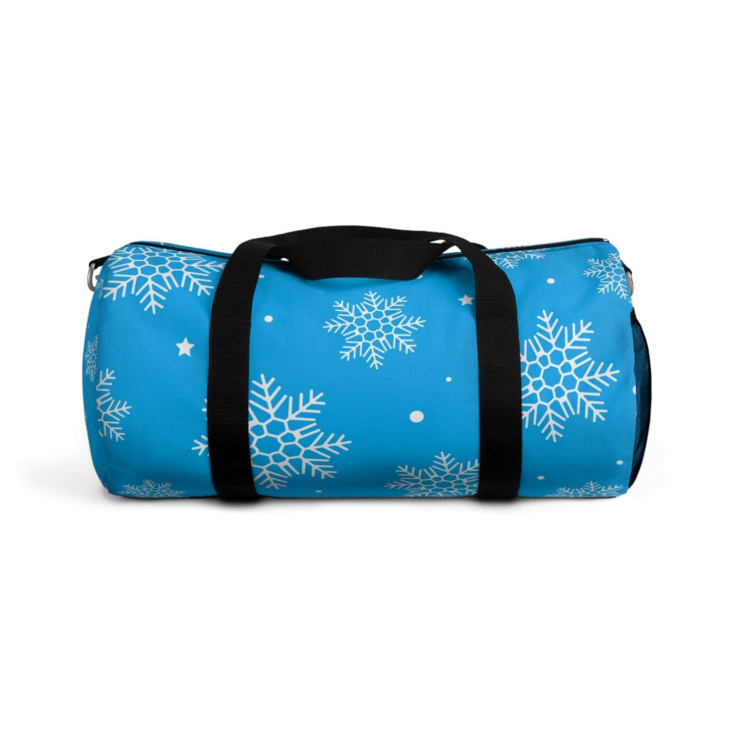Blue Snowflake Winter Duffel Bag