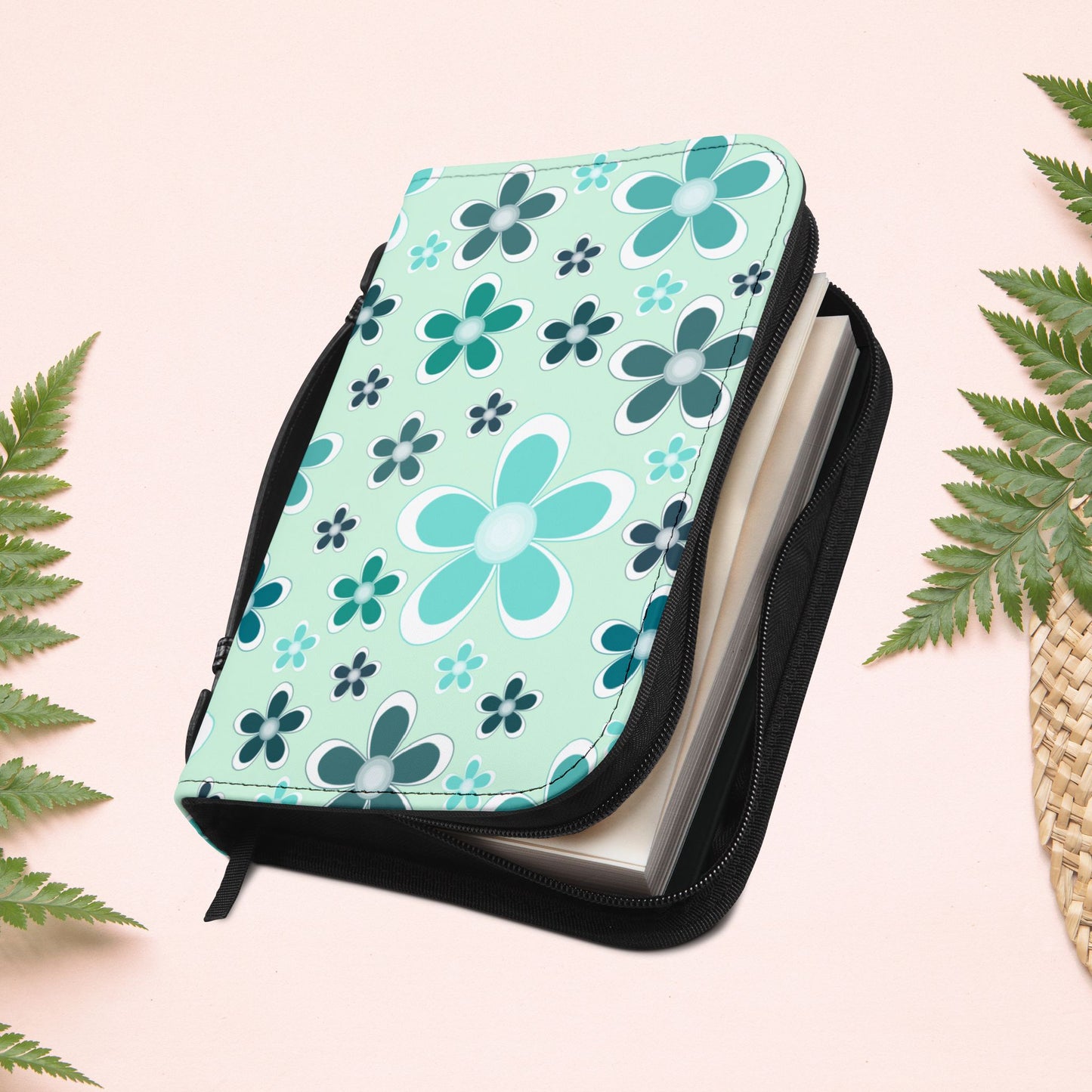 Aqua Mint Floral Book Cover