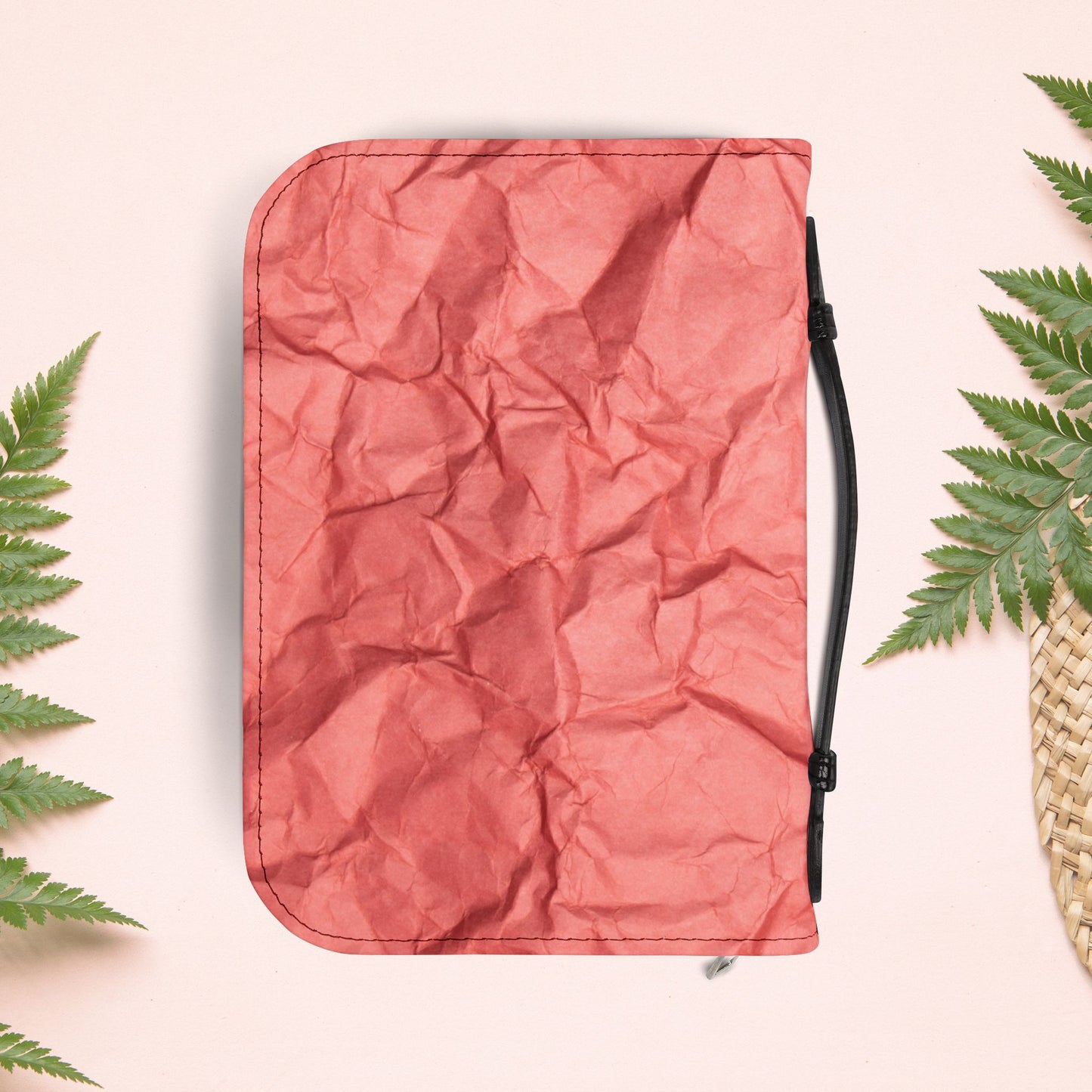 Wrinkled Red Coral Paper Book Cover