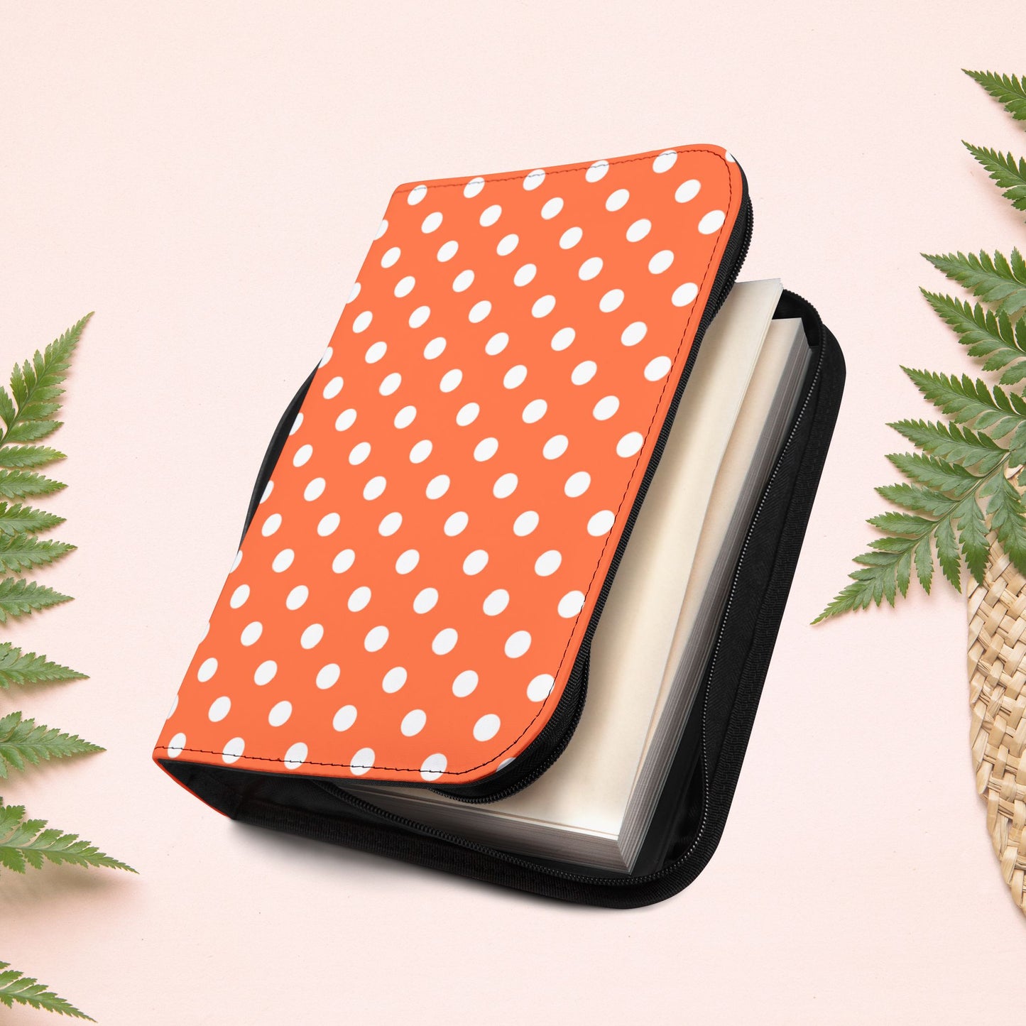 Orange Coral Polka Dot Book Cover