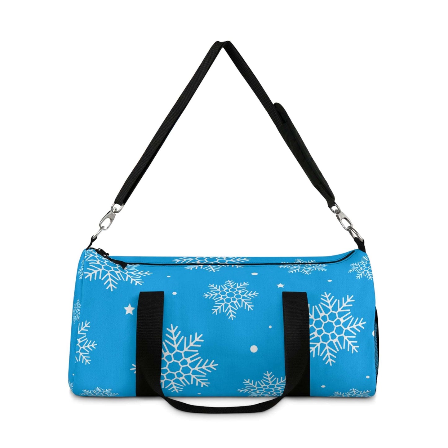 Blue Snowflake Winter Duffel Bag