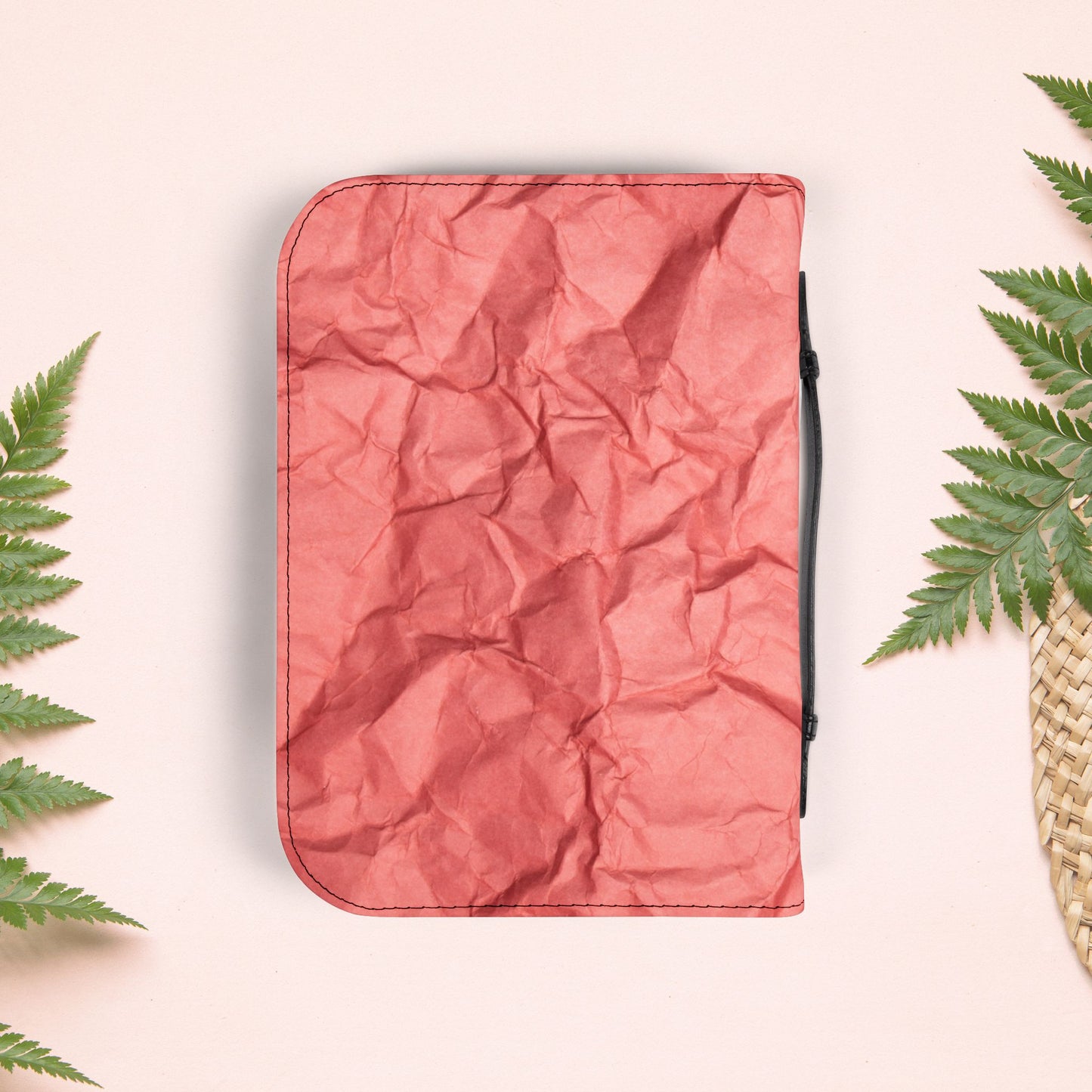 Wrinkled Red Coral Paper Book Cover