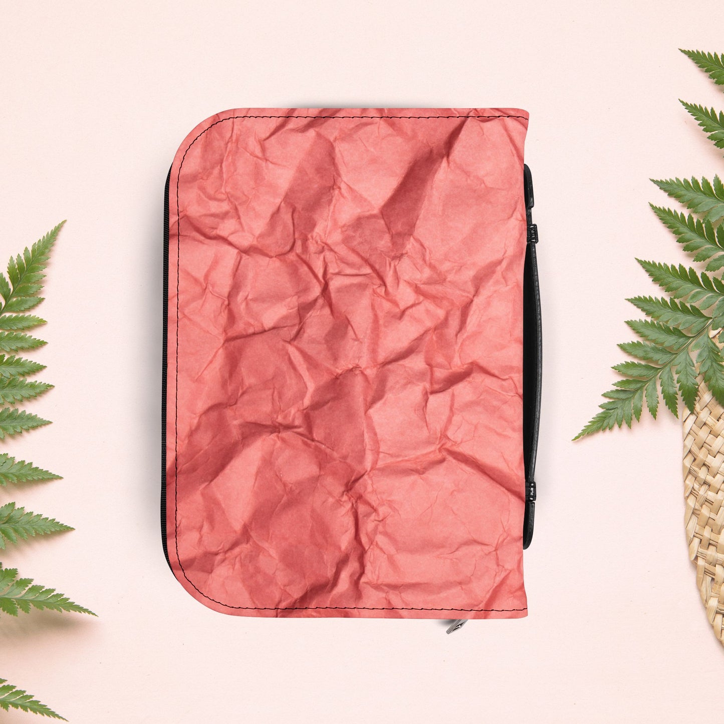 Wrinkled Red Coral Paper Book Cover