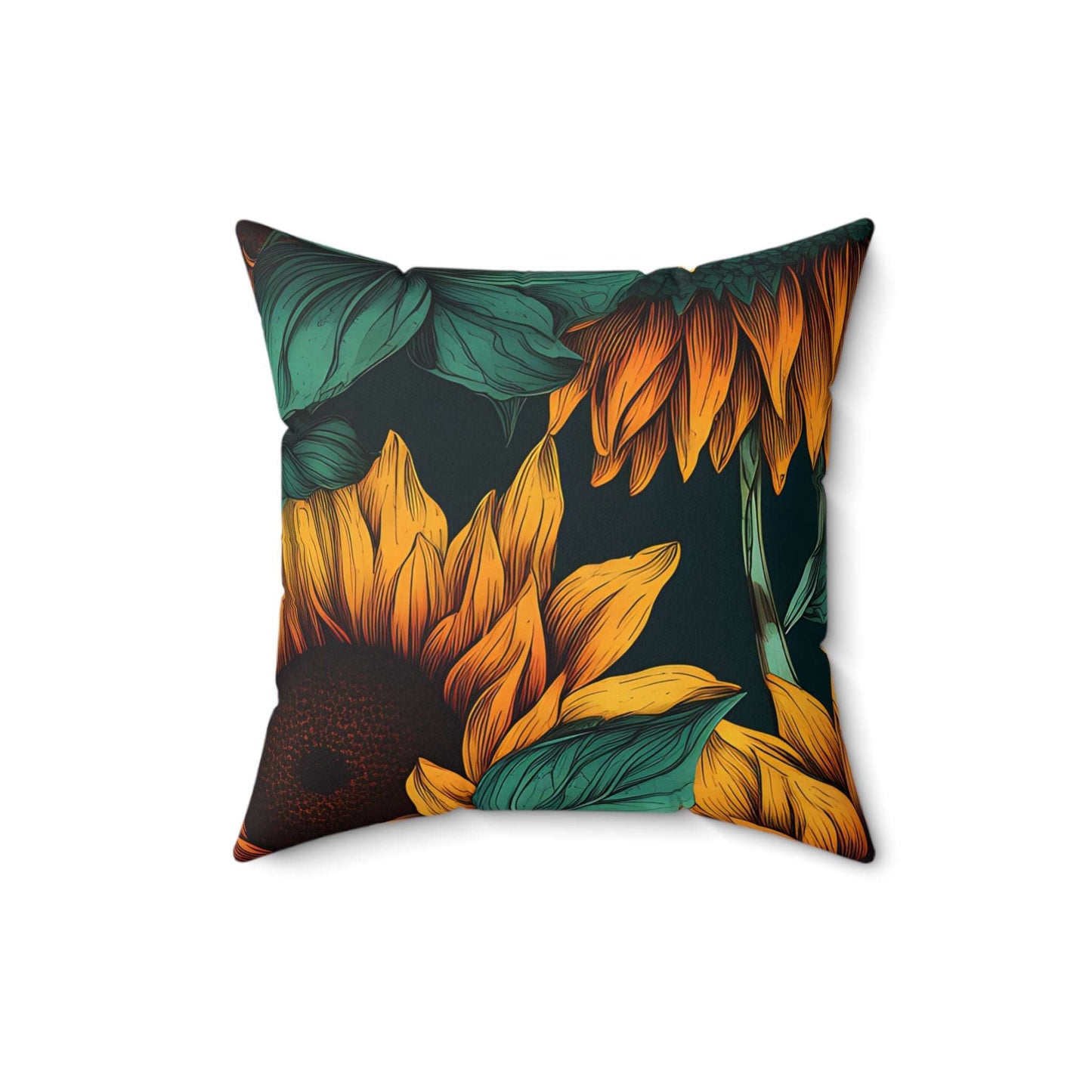 Midnight Sunflowers Square Pillow