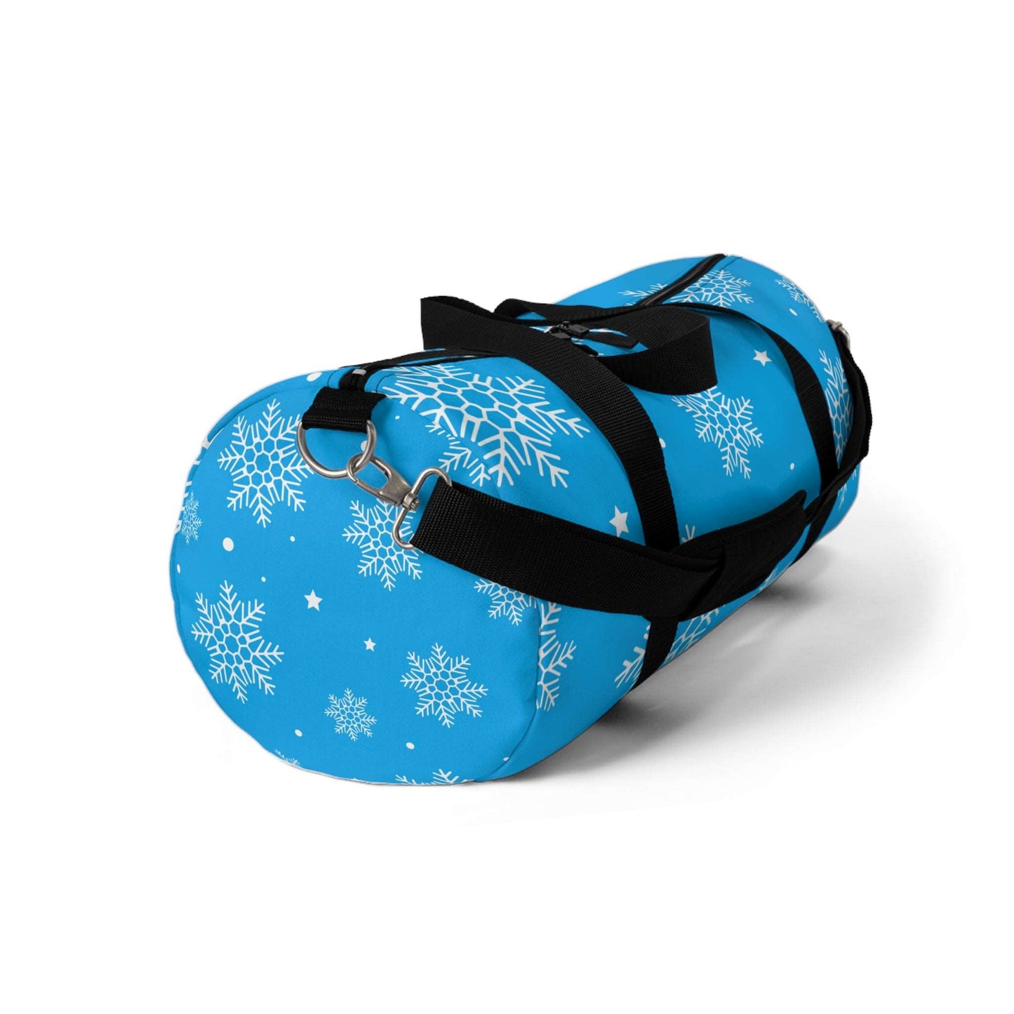 Blue Snowflake Winter Duffel Bag