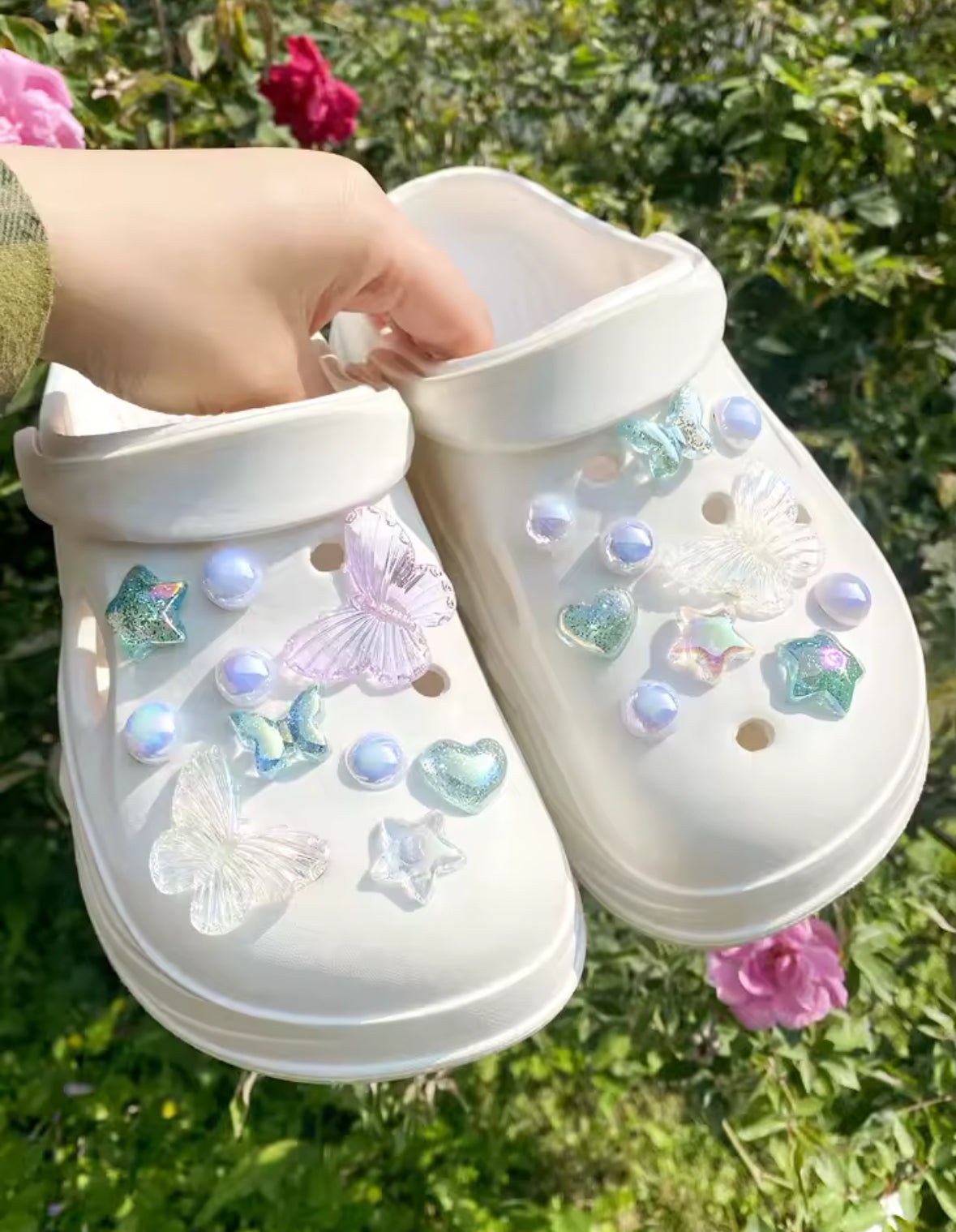 Frosty Butterfly Blue Clog Charms Set