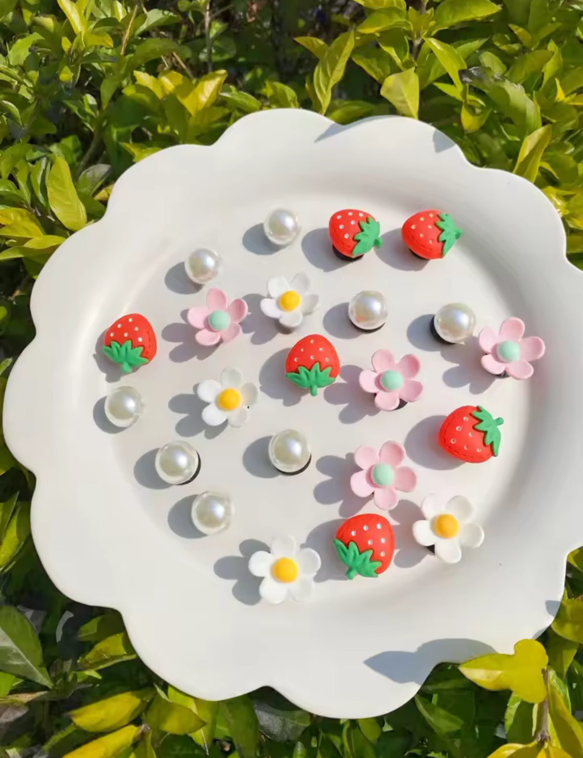 Floral Berry Pearl Clog Charms Set
