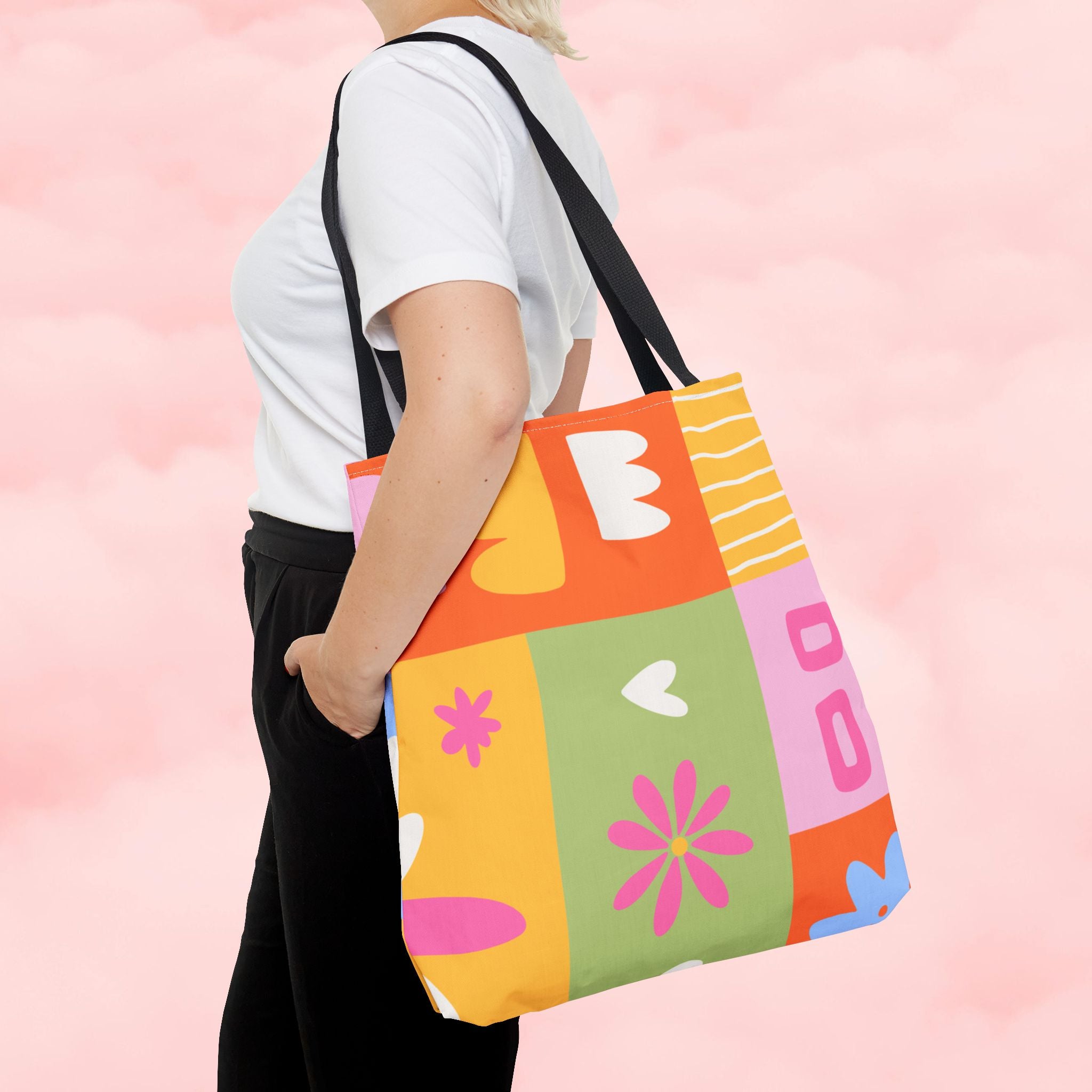 Vibrant Kawaii Floral Tote Bag