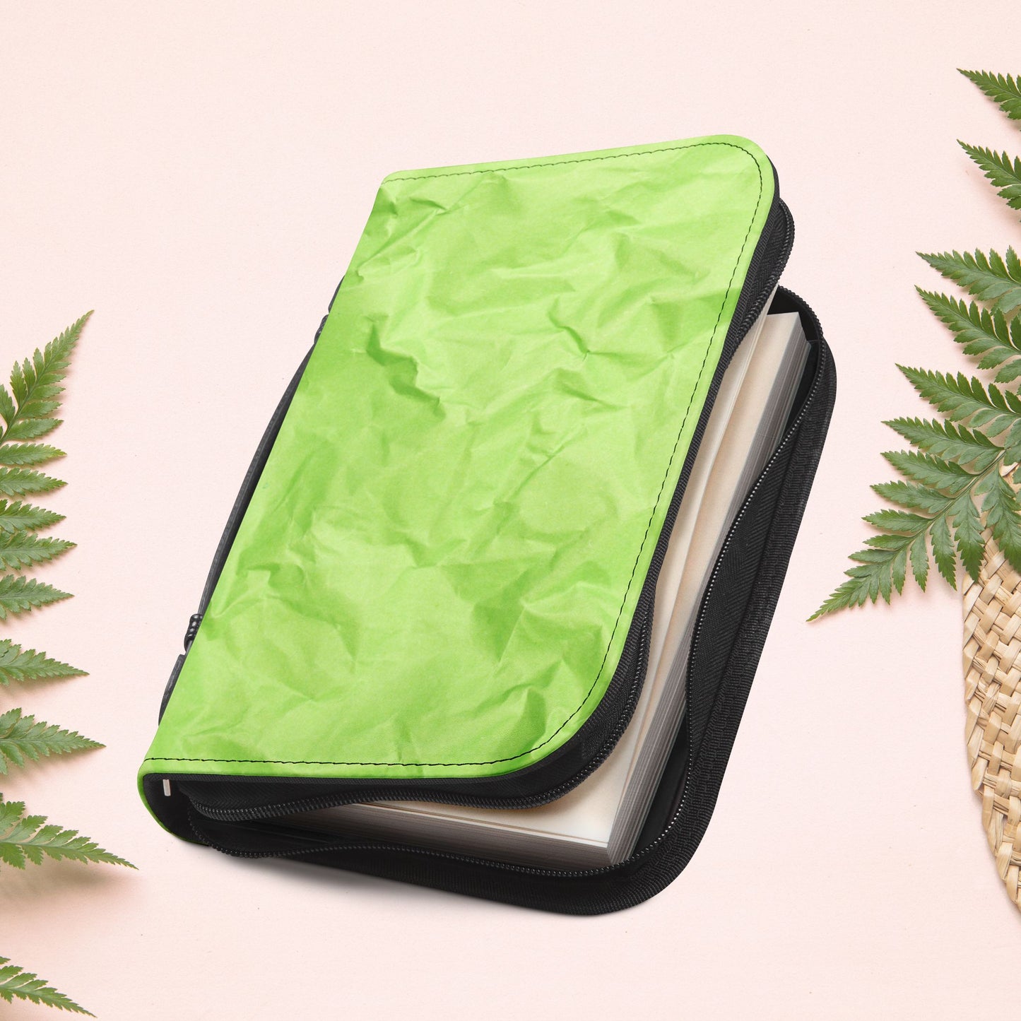 Wrinkled Apple Green Paper Book Cover