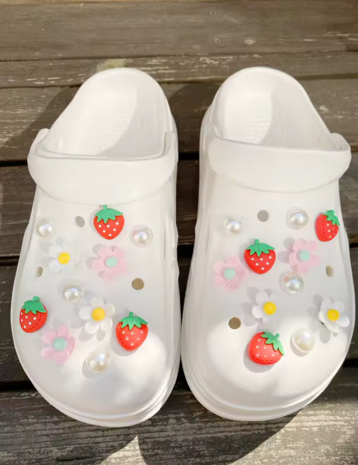 Floral Berry Pearl Clog Charms Set