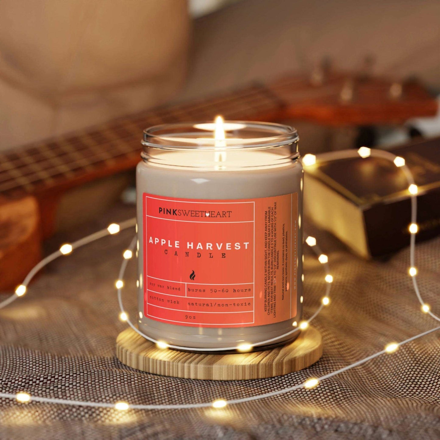 Apple Harvest Scented Soy Candle 9oz Home Decor Pink Sweetheart
