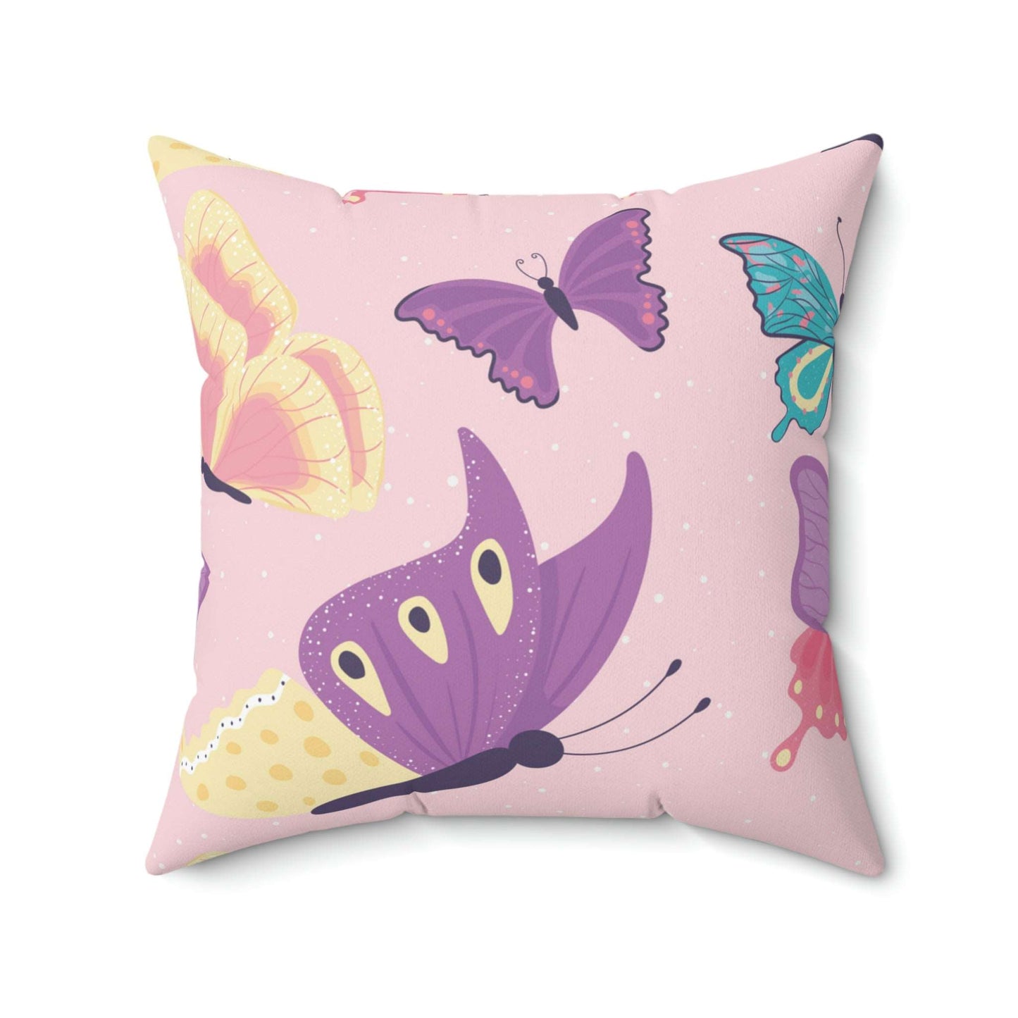 Butterfly Skies Square Pillow Home Decor Pink Sweetheart