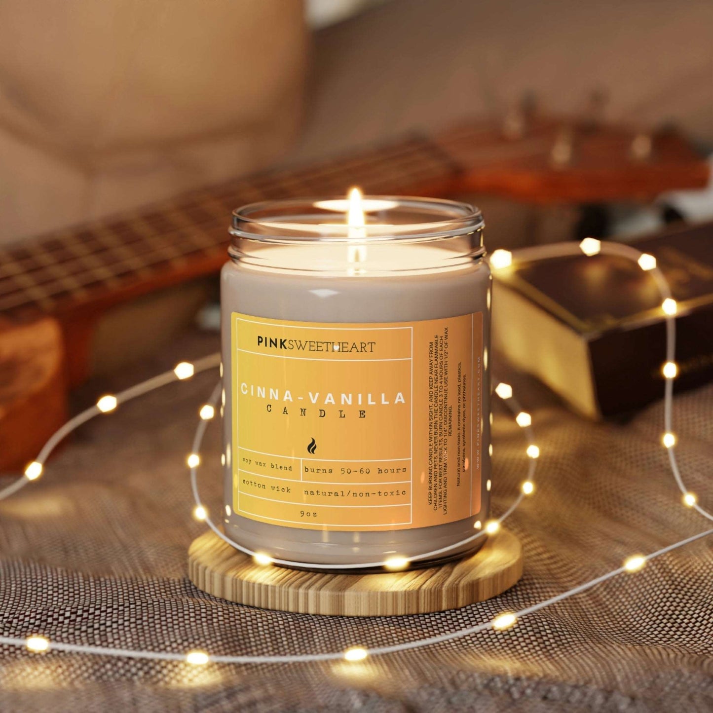 Cinnamon Vanilla Scented Soy Candle 9oz Home Decor Pink Sweetheart