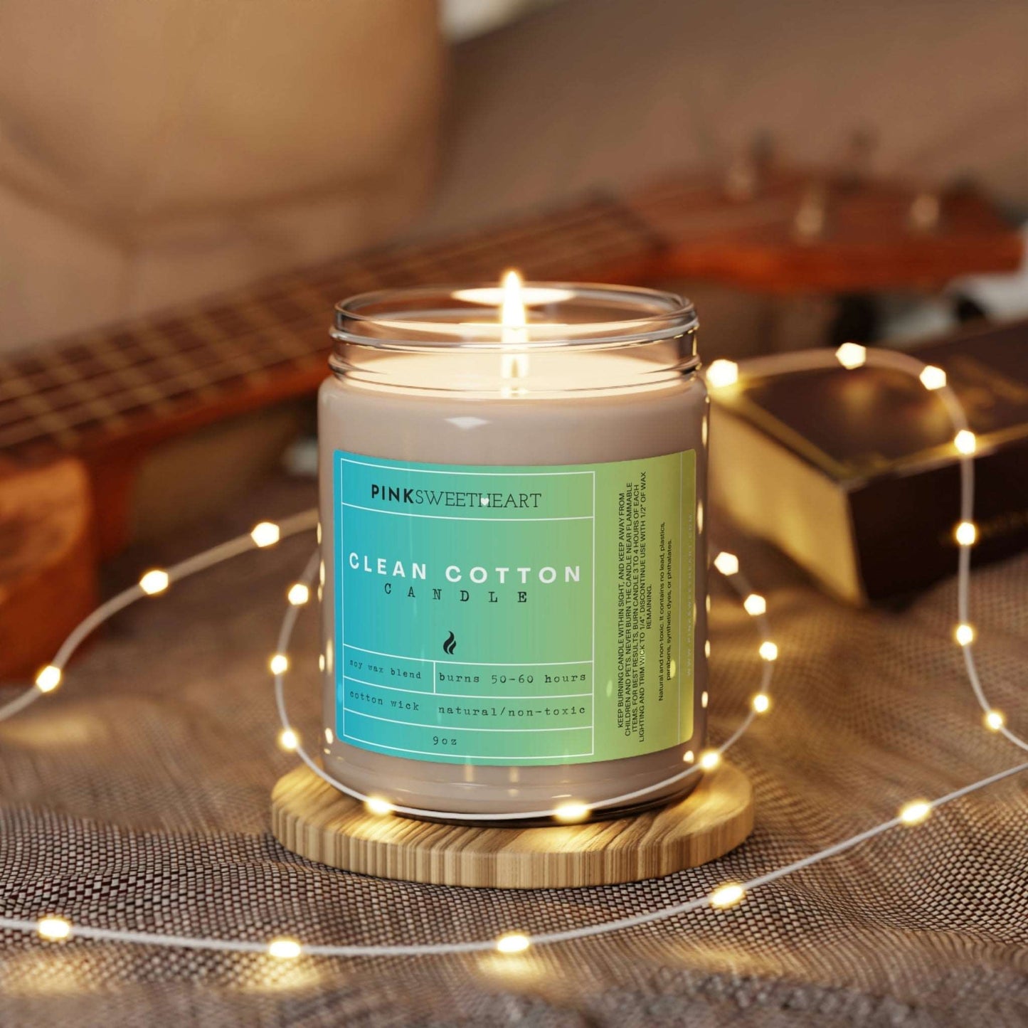 Clean Cotton Scented Soy Candle 9oz Home Decor Pink Sweetheart