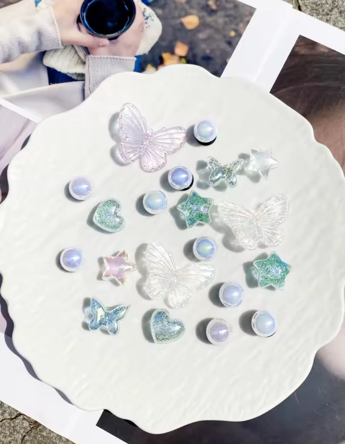 Frosty Butterfly Blue Clog Charms Set