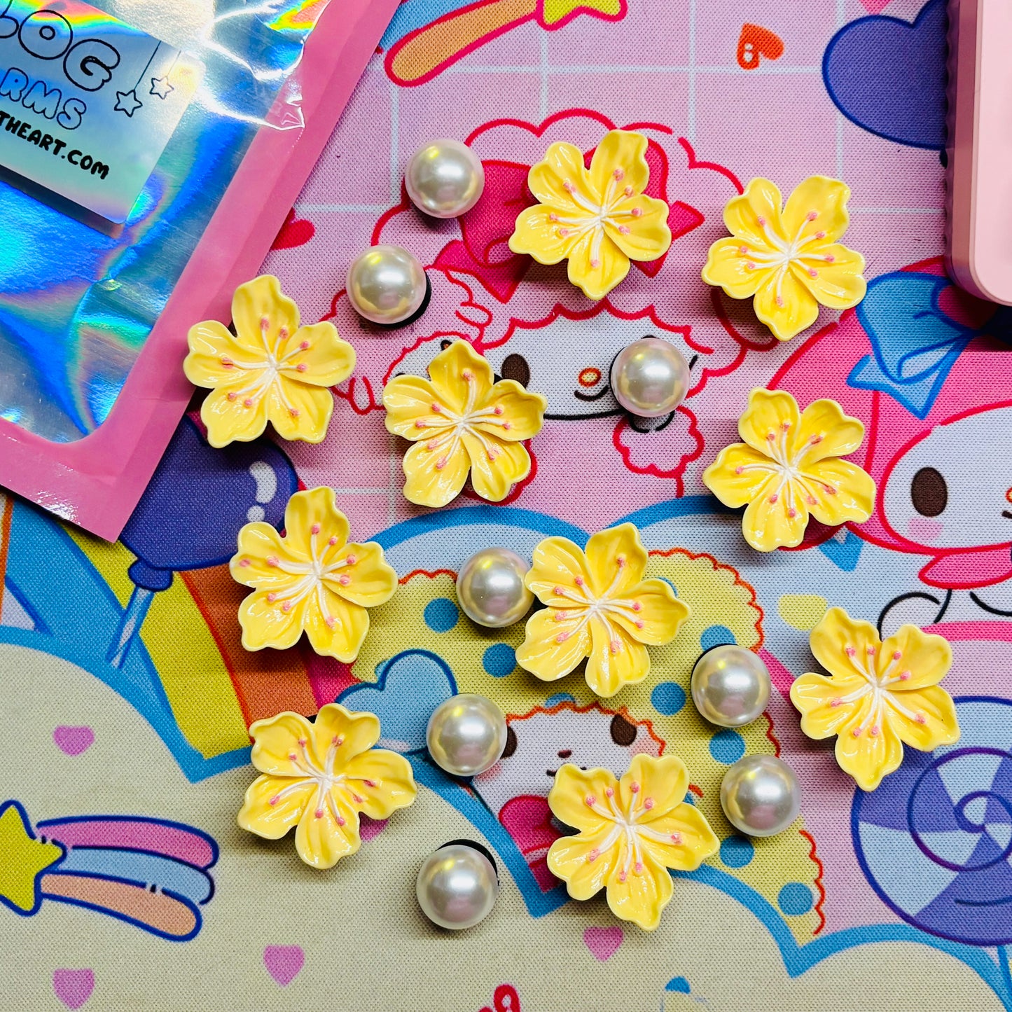 Sunberry Hibiscus Blooms Clog Charms Set