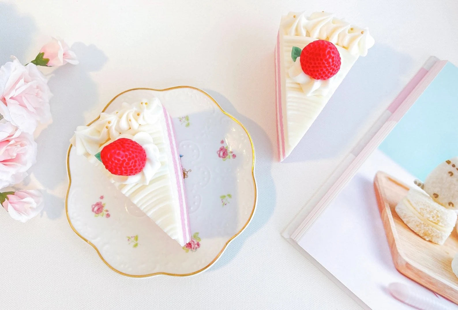 Strawberry Cream Cake Slice Mini Dessert Candle