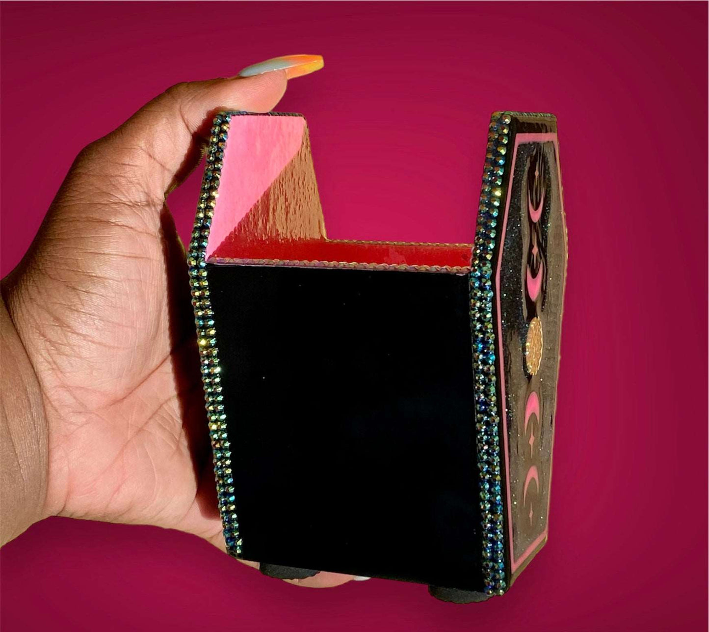 Gothic Moons Coffin Makeup Brush Holder - Pink