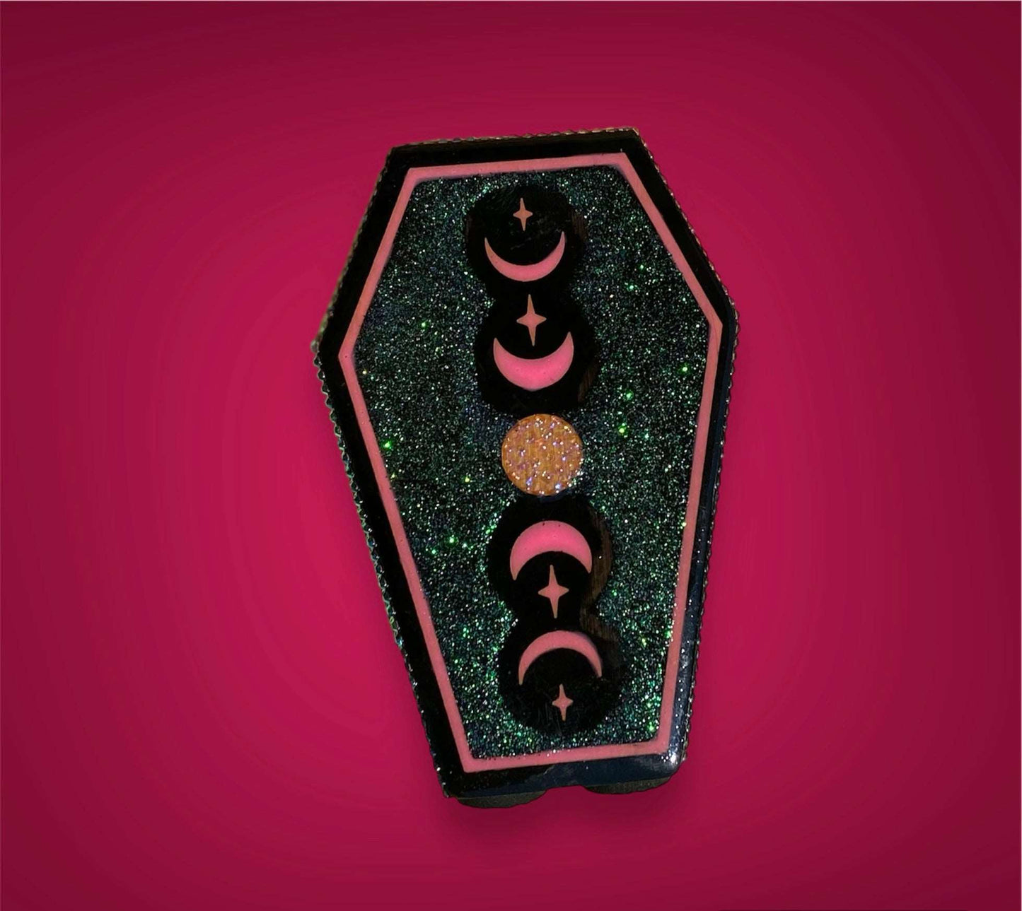 Gothic Moons Coffin Makeup Brush Holder - Pink