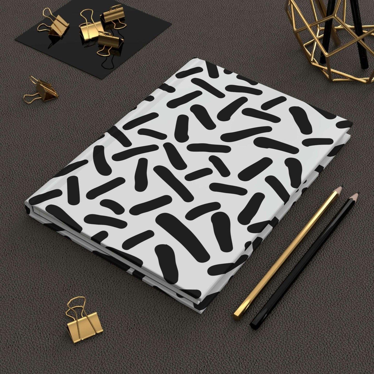 Black & White Dash Hardcover Matte Journal Paper products Pink Sweetheart