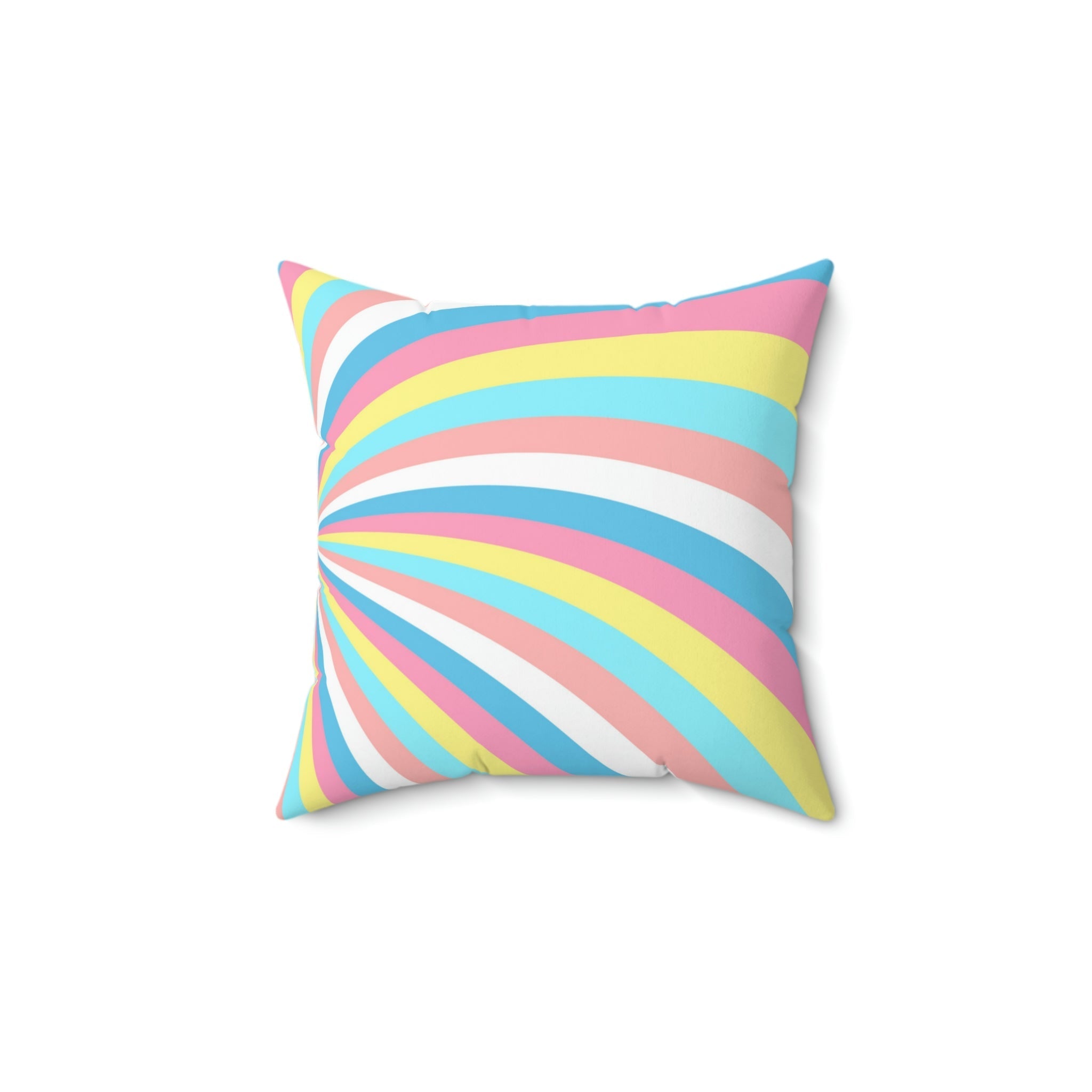 Cotton Candy Rainbow Swirl Square Pillow Home Decor Pink Sweetheart