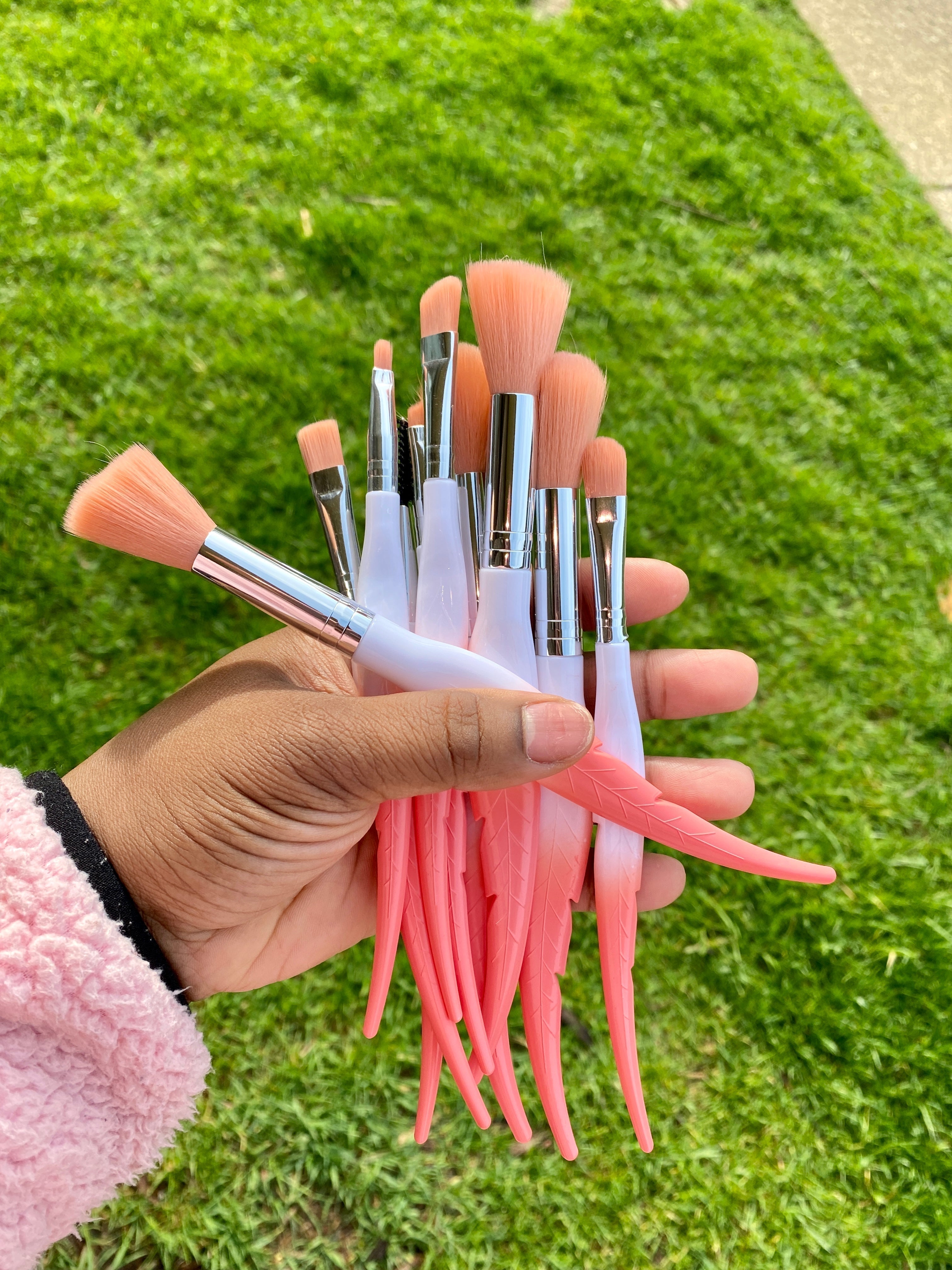 Gradient Ombre Feather Makeup Brush Set Makeup Brushes Pink Sweetheart