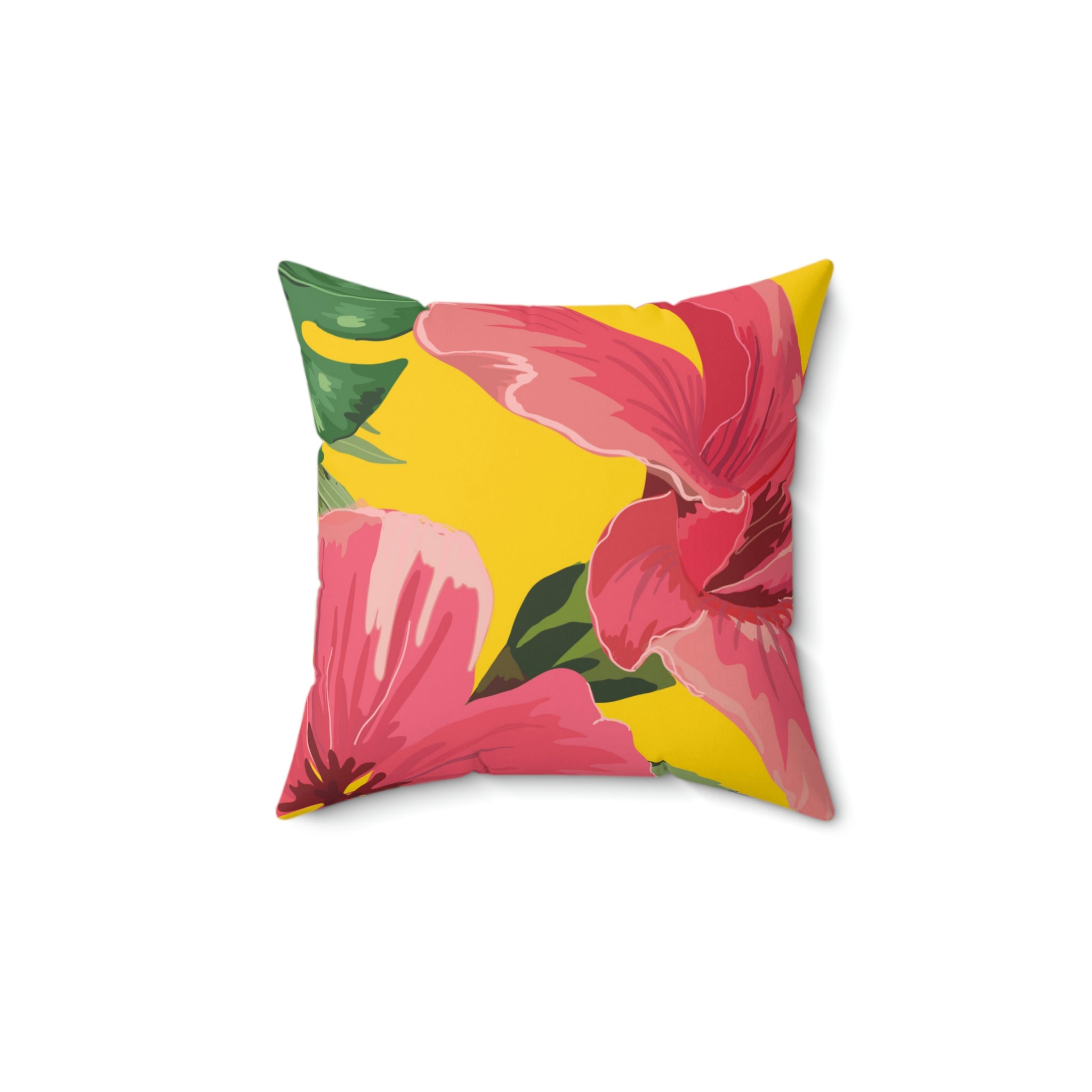 Hibiscus Flower Square Pillow Home Decor Pink Sweetheart