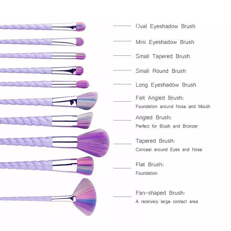 Rainbow Unicorn Ombré Makeup Brush Set Makeup Brushes Pink Sweetheart